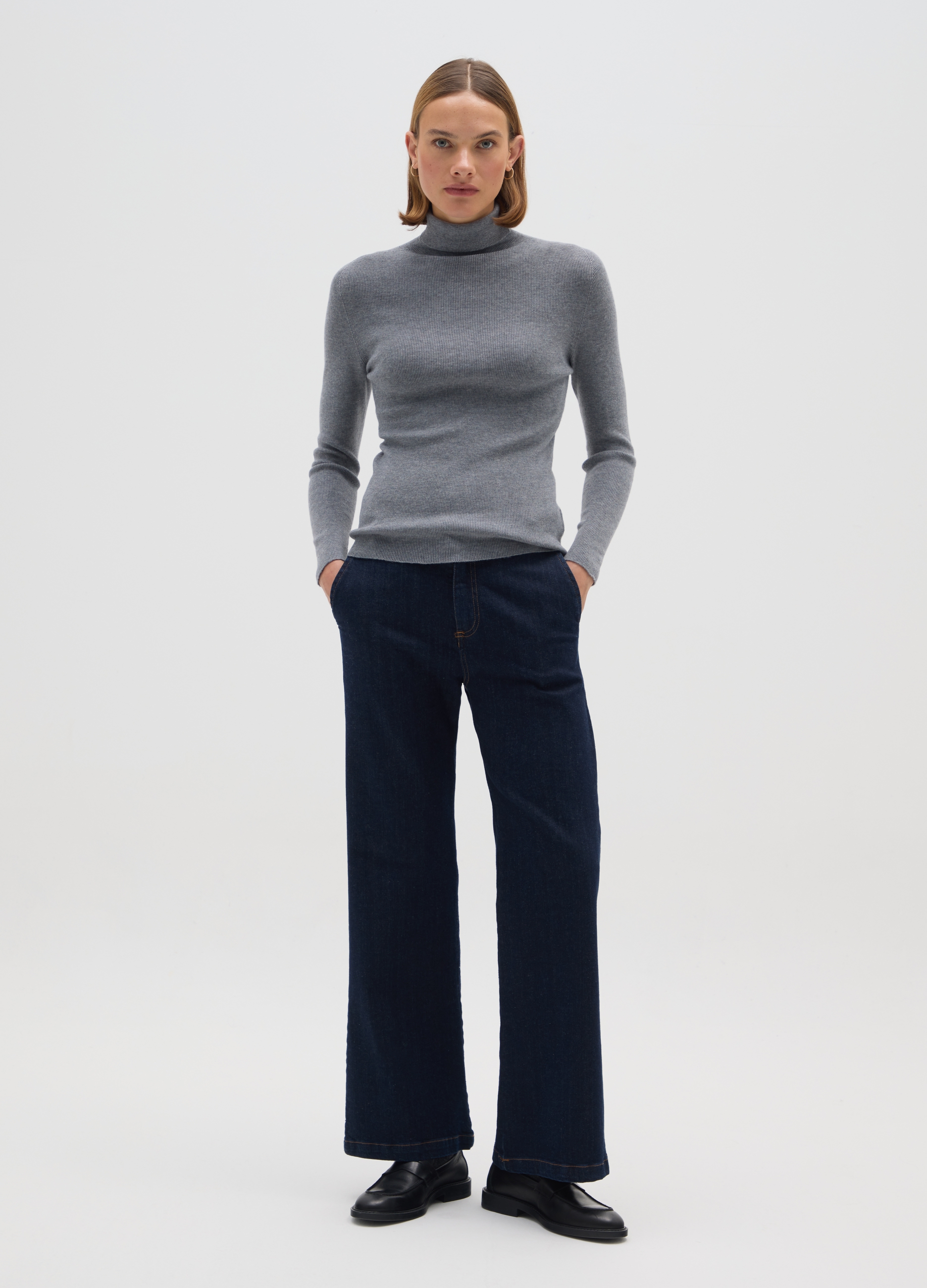 HYBRID, Dolcevita In Misto Cotone Grigio Regular Fit, Donna, Grigio, Taglia: FASUL