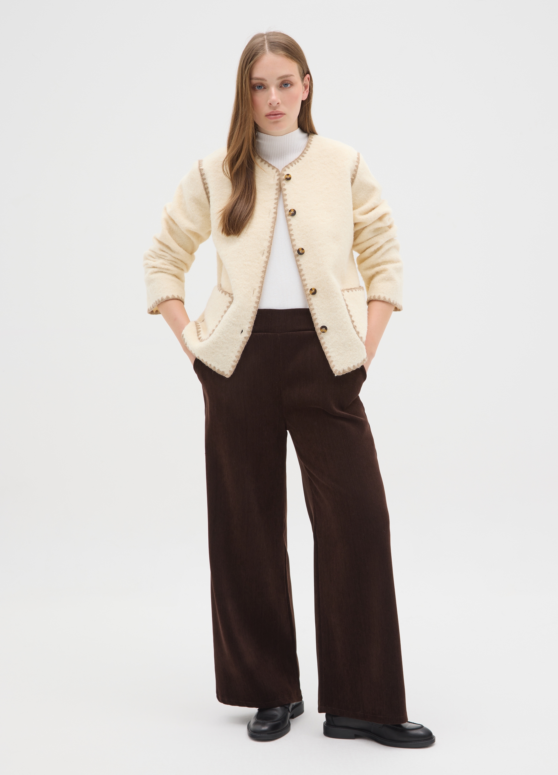 HYBRID, Pantaloni Marroni Regular Fit, Donna, Marrone, Taglia: S