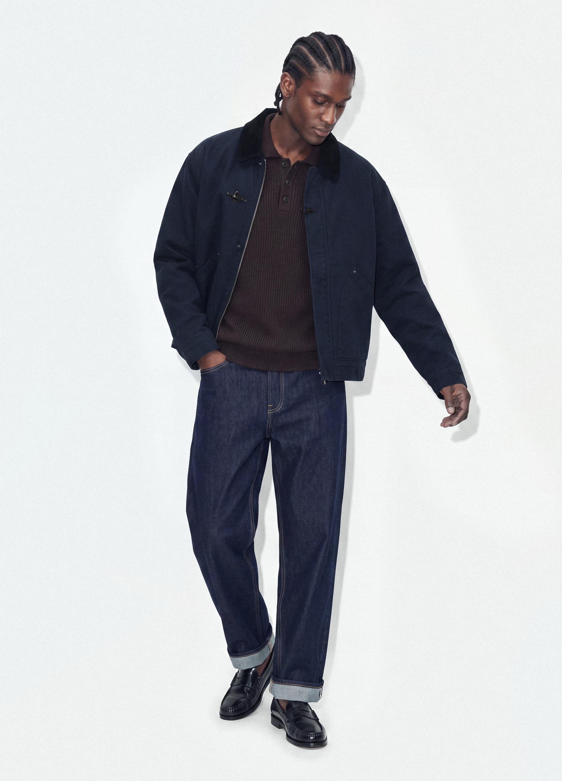 B.ANGEL, Giacca Blu Crop In Puro Cotone Imbottita Over Fit, Uomo, Blu, Taglia: L