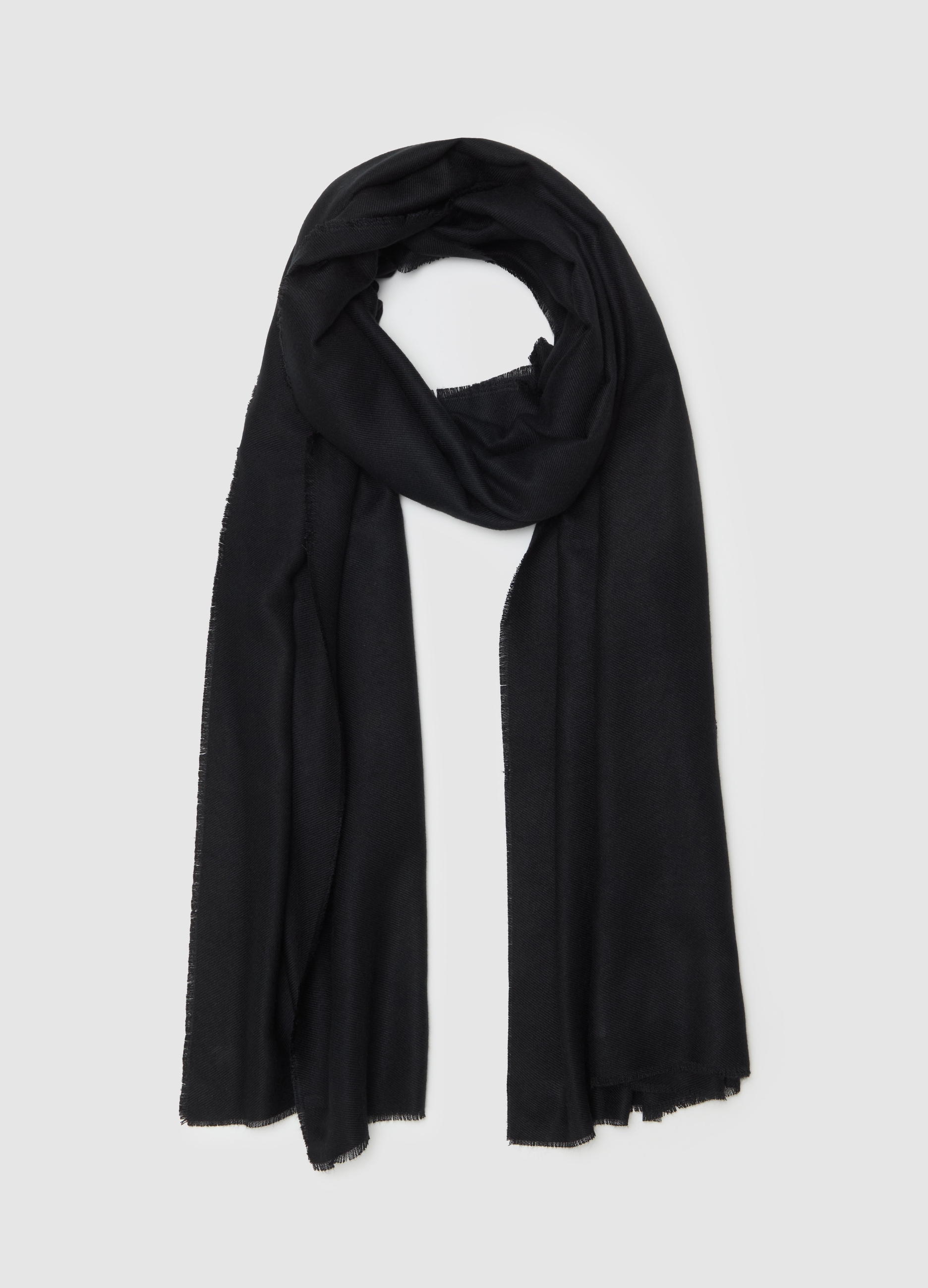 Pashmina Desflecada De Viscosa Fsc®, Mujer, Negro, Talla: FASUL