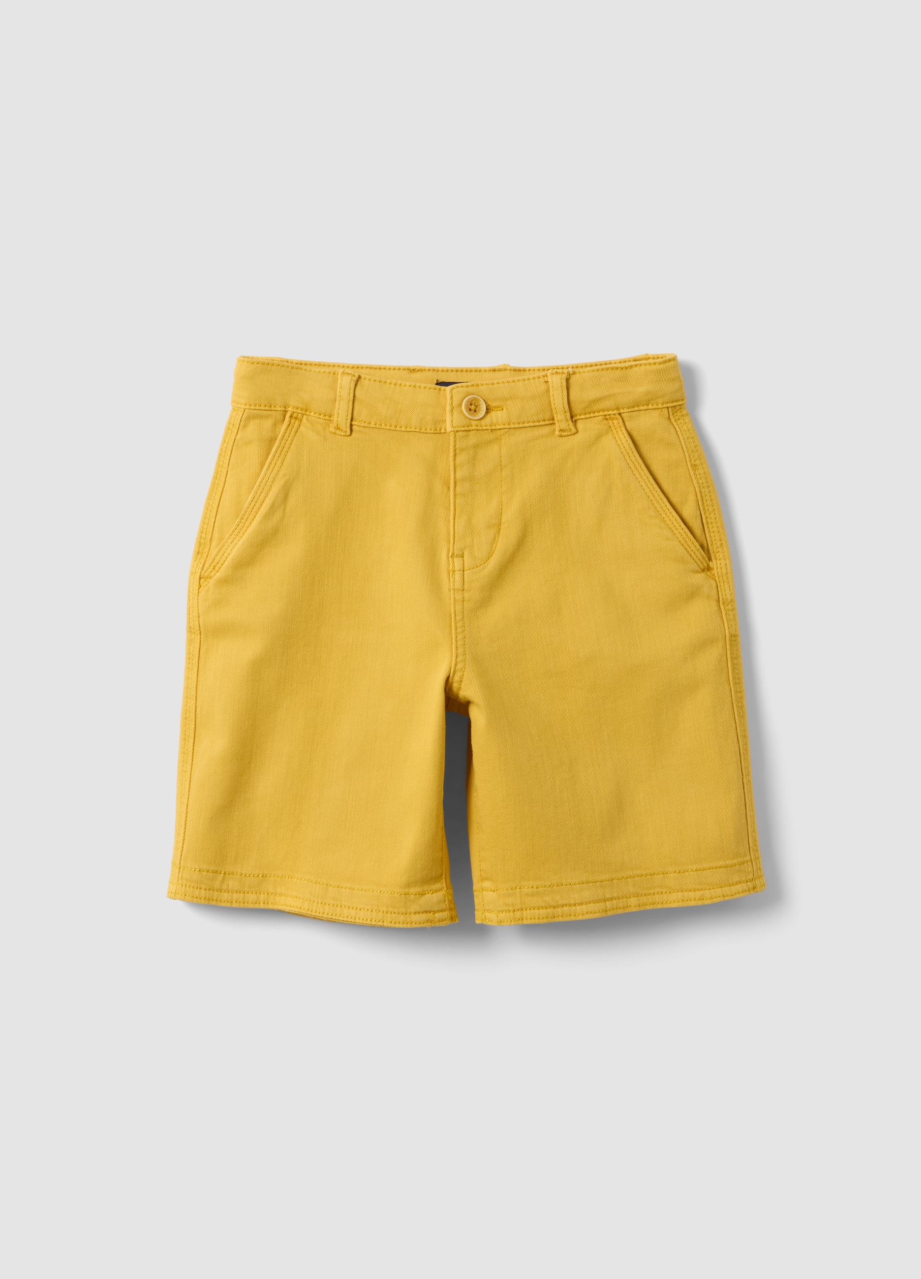 PIOMBO KIDS, Shorts Cargo Baggy In Cotone Elasticizzato Gialli Da Bambino, Giallo, Taglia: 10