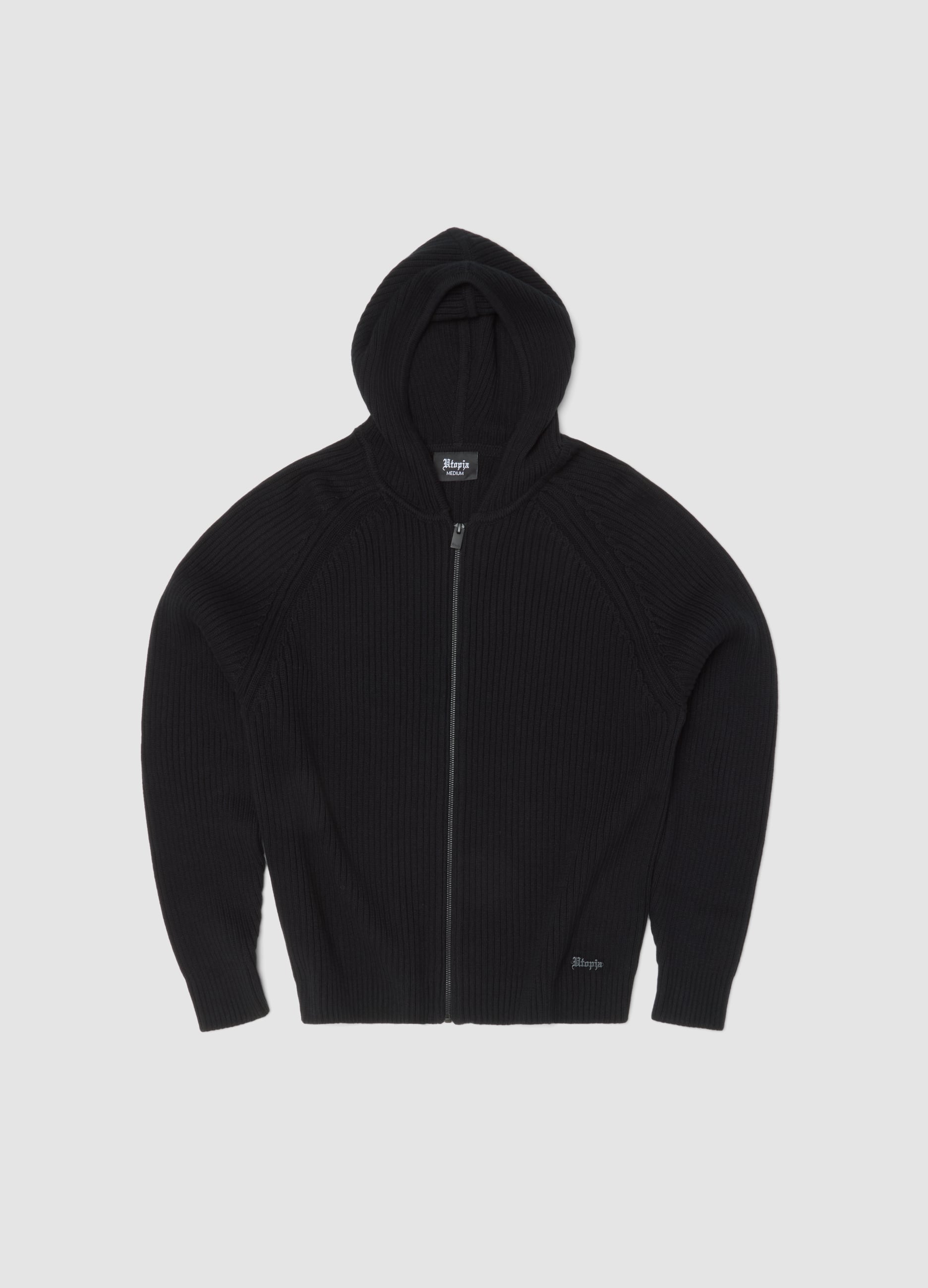 UTOPJA, Knit Ribbed Hoodie Black, Uomo, Nero, Taglia: XL