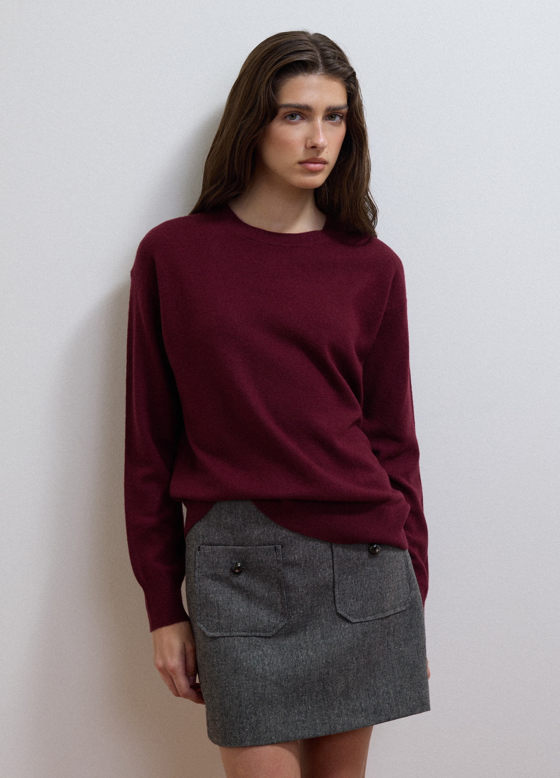 LES COPAINS, Maglia Viola In Pura Lana A Girocollo Over Fit, Donna, Viola, Taglia: XS