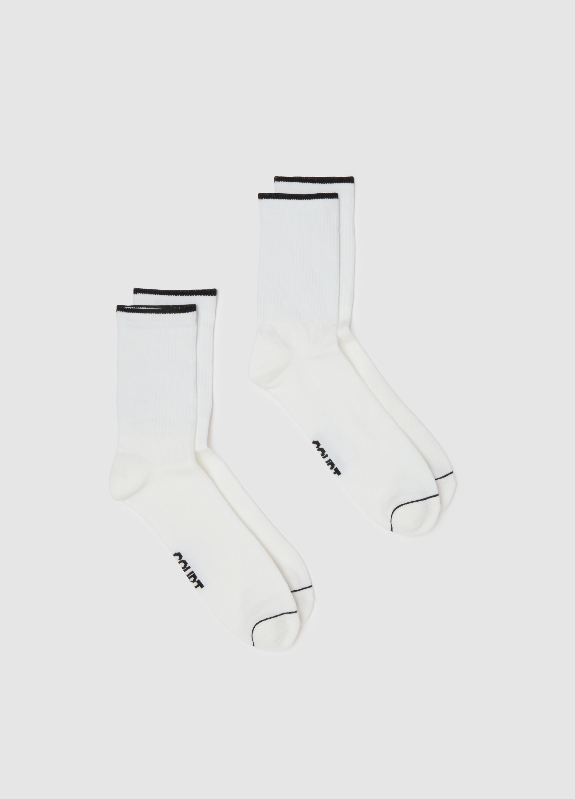 Paquete De Dos Calcetines Deportivos Blancos De Mezcla De Algodón Con Rayas, Hombre, Blanco óptico, Talla: 38/42