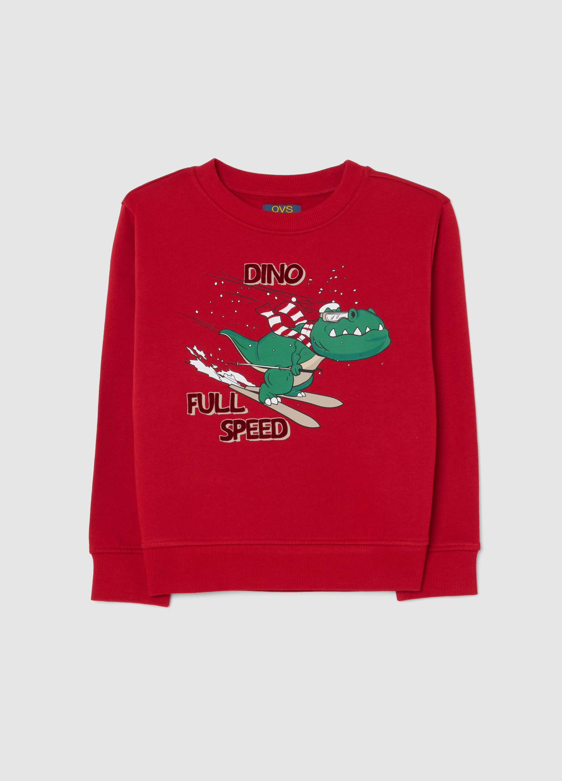 OVS KIDS, Sudadera De Niño En Algodón Puro Roja, Ajuste Regular Con Estampado Navideño, Niño, Rojo Oscuro, Talla: 5-6