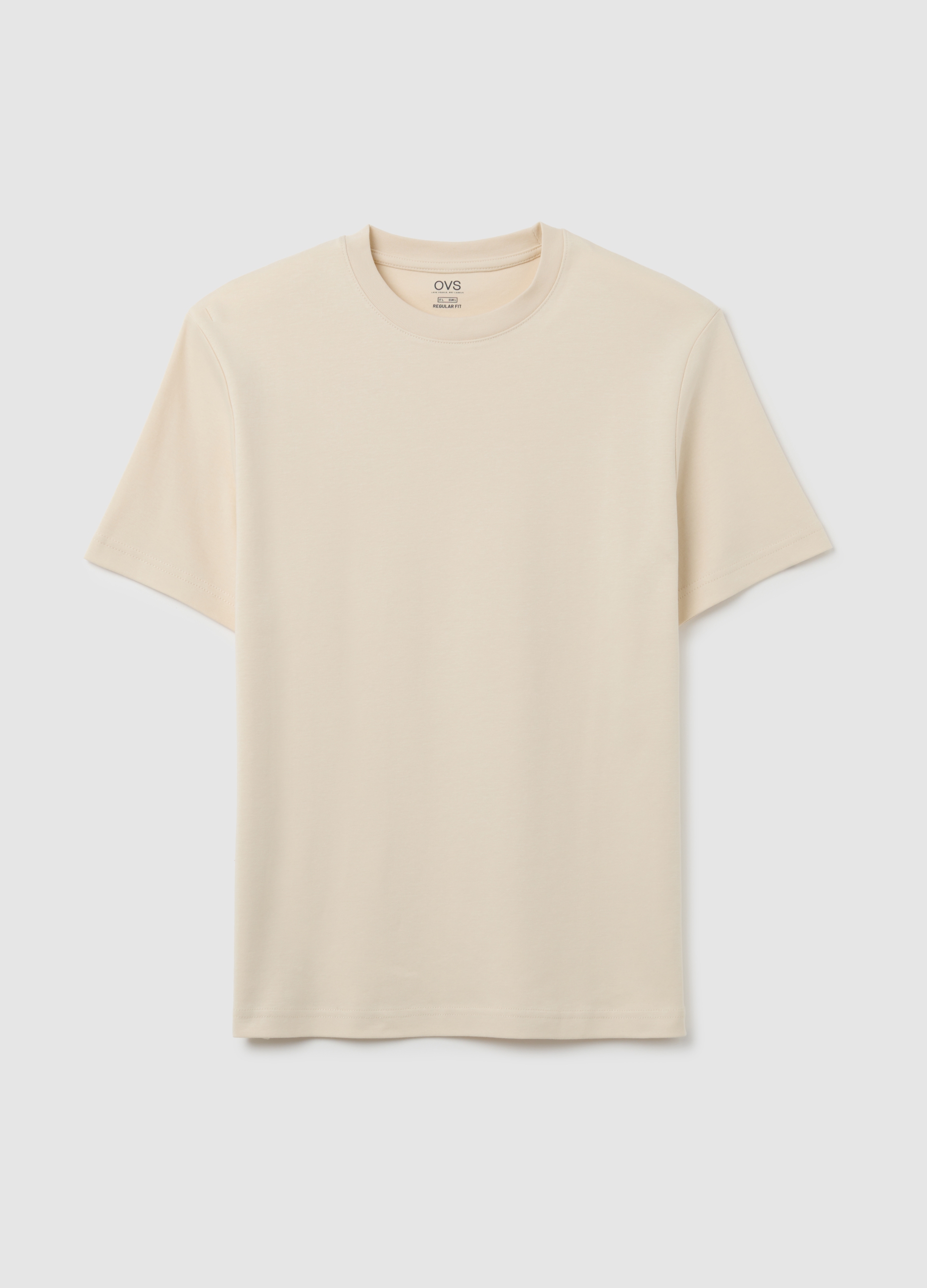 T-shirt Beige A Maniche Corte In Cotone Regular Fit, Hombre, Beige, Talla: S