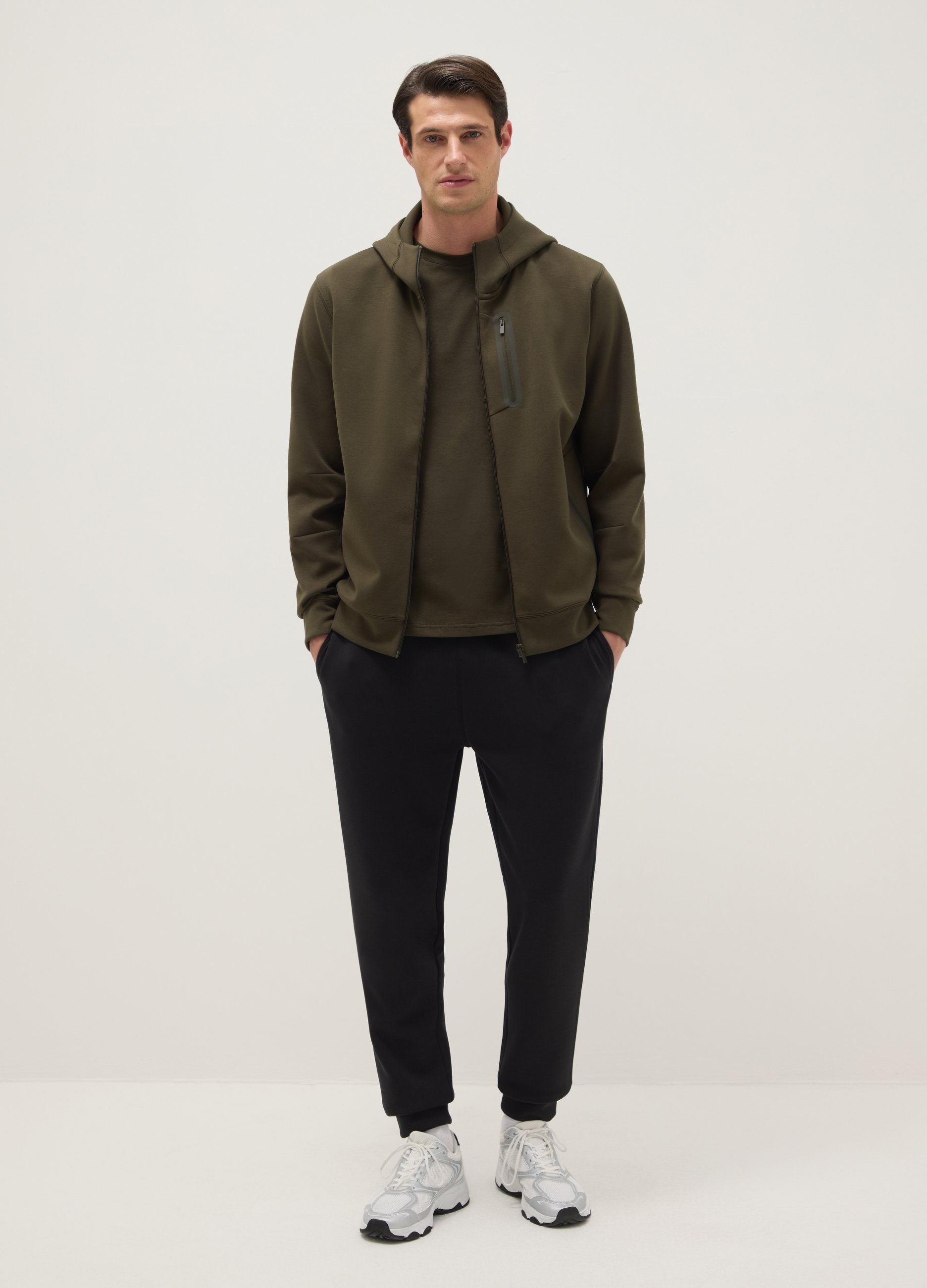 Sudadera Verde Regular Fit Con Capucha Y Cremallera Frontal, Hombre, Verde oscuro, Talla: XXL