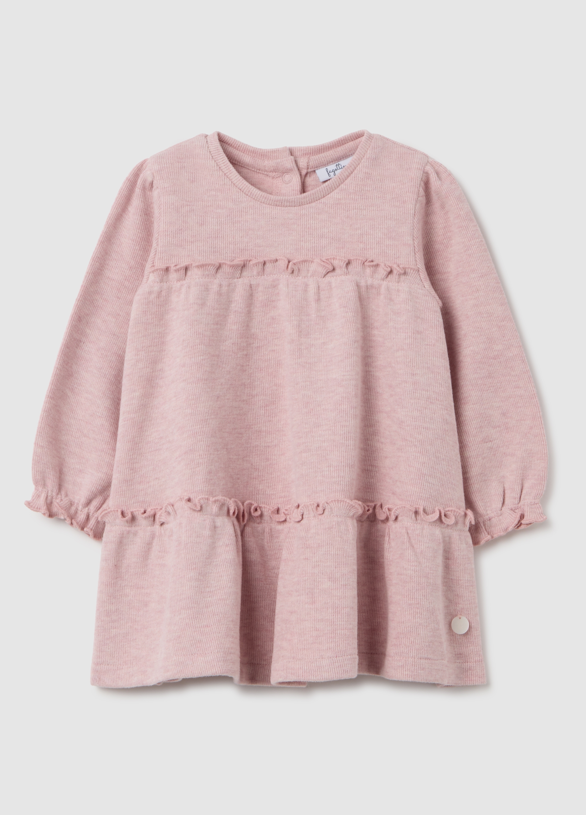 Abitino Da Neonata In Puro Cotone Rosa Con Volant, Bebé Niña, Rosa Claro, Talla: 3-6