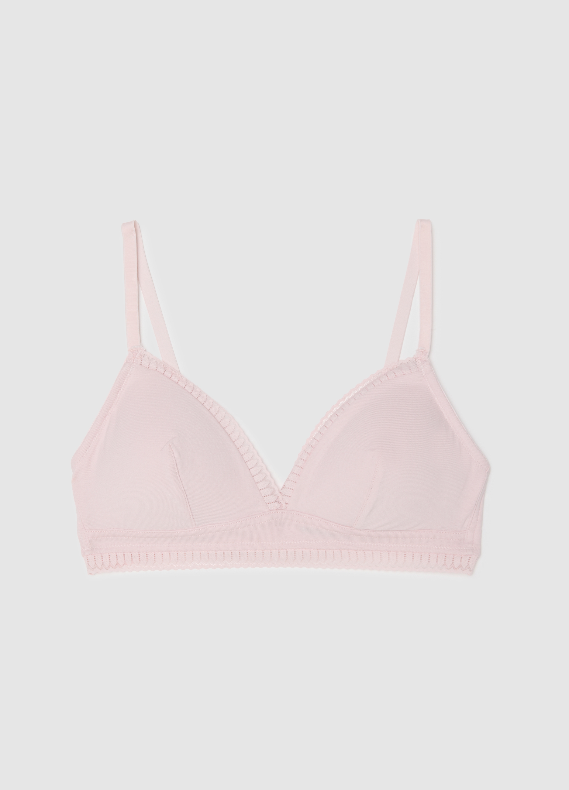 Sostén De Triángulo De Algodón Elástico Blanco, Mujer, Rosa Claro, Talla: 5B