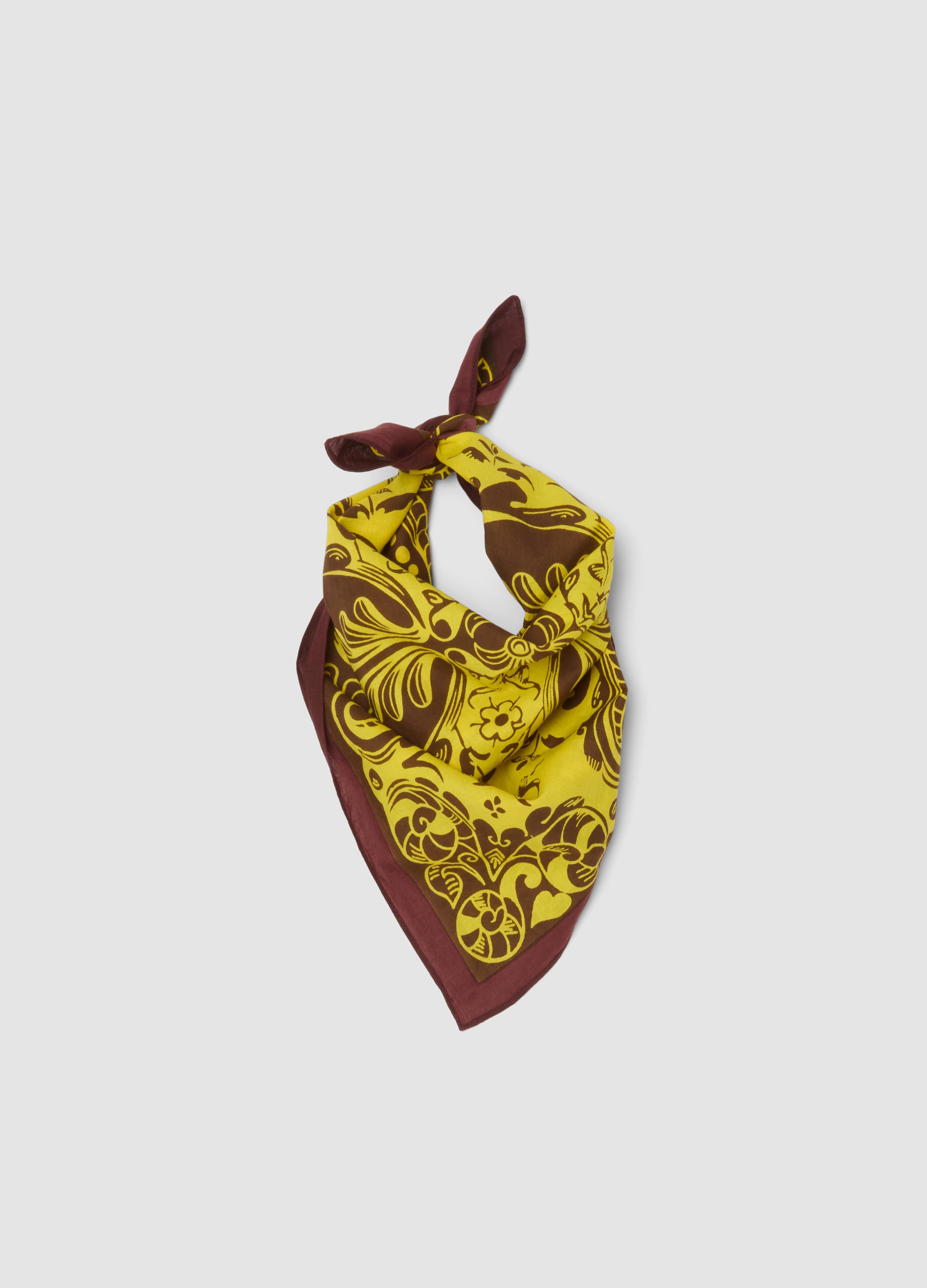 PIOMBO, Foulard Rosso In Puro Cotone Con Stampa Ornamentale, Uomo, Rosso, Taglia: ONE SIZE