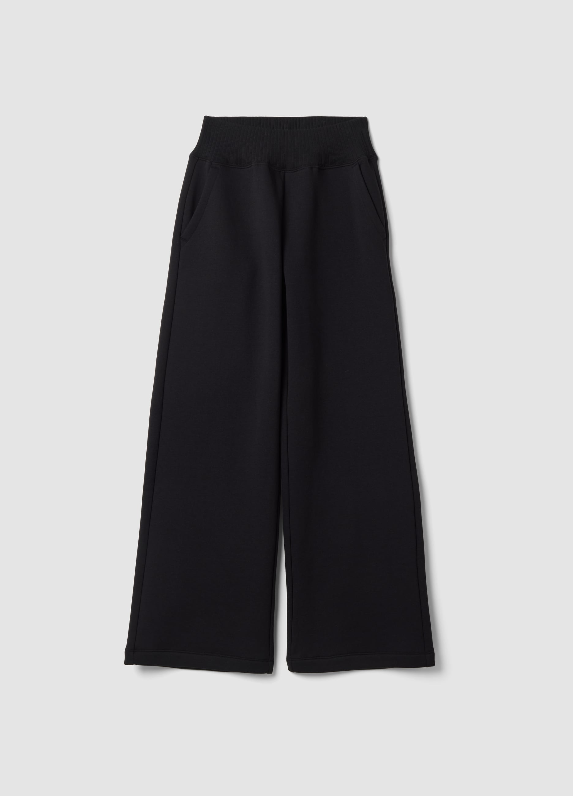 OVS, Pantaloni Neri In Misto Cotone Fleece Straight Fit, Donna, Nero, Taglia: XL