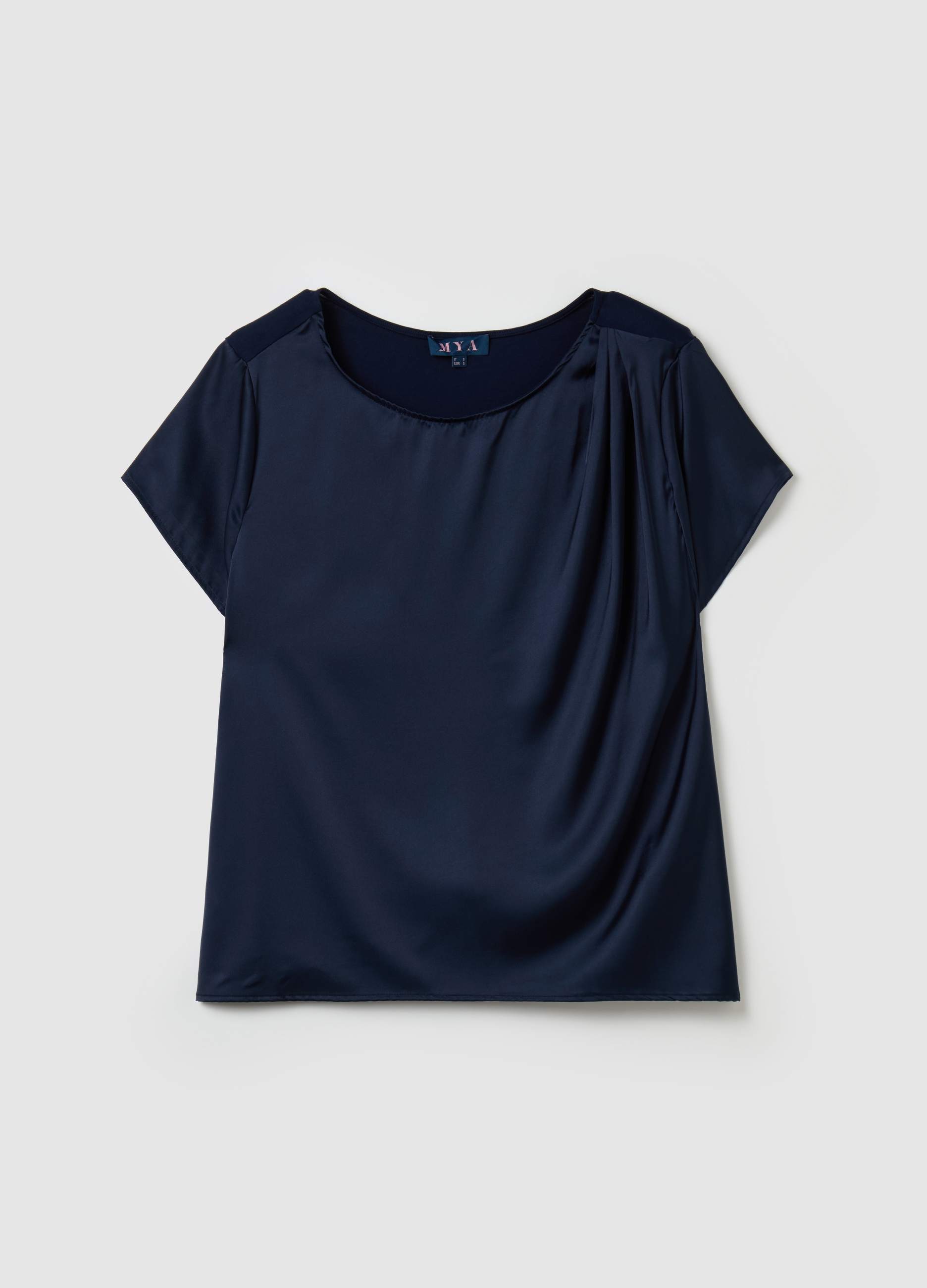 MYA, Blusa In Tessuto Combinato Curvy, Donna, Bianco, Taglia: S