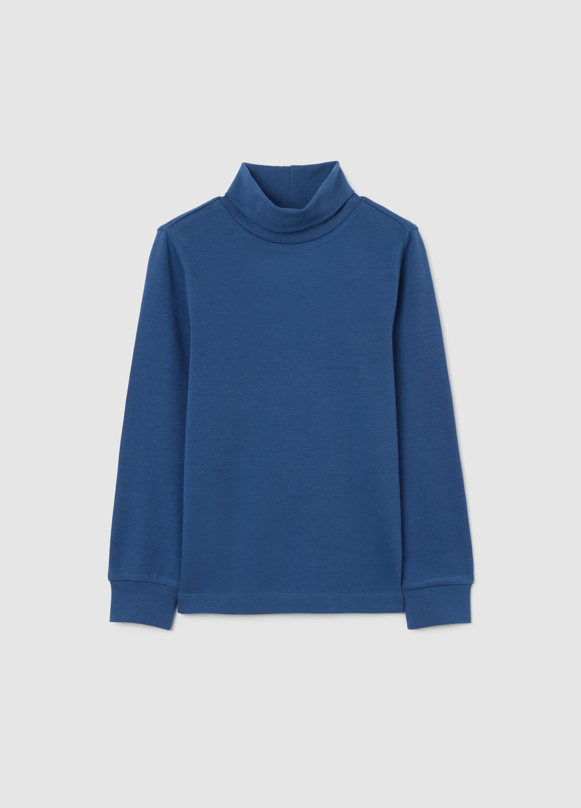 OVS KIDS, Jersey Azul De Cuello Alto Para Niños En Algodón Puro Ajuste Regular, Niño, Azul oscuro, Talla: 7-8