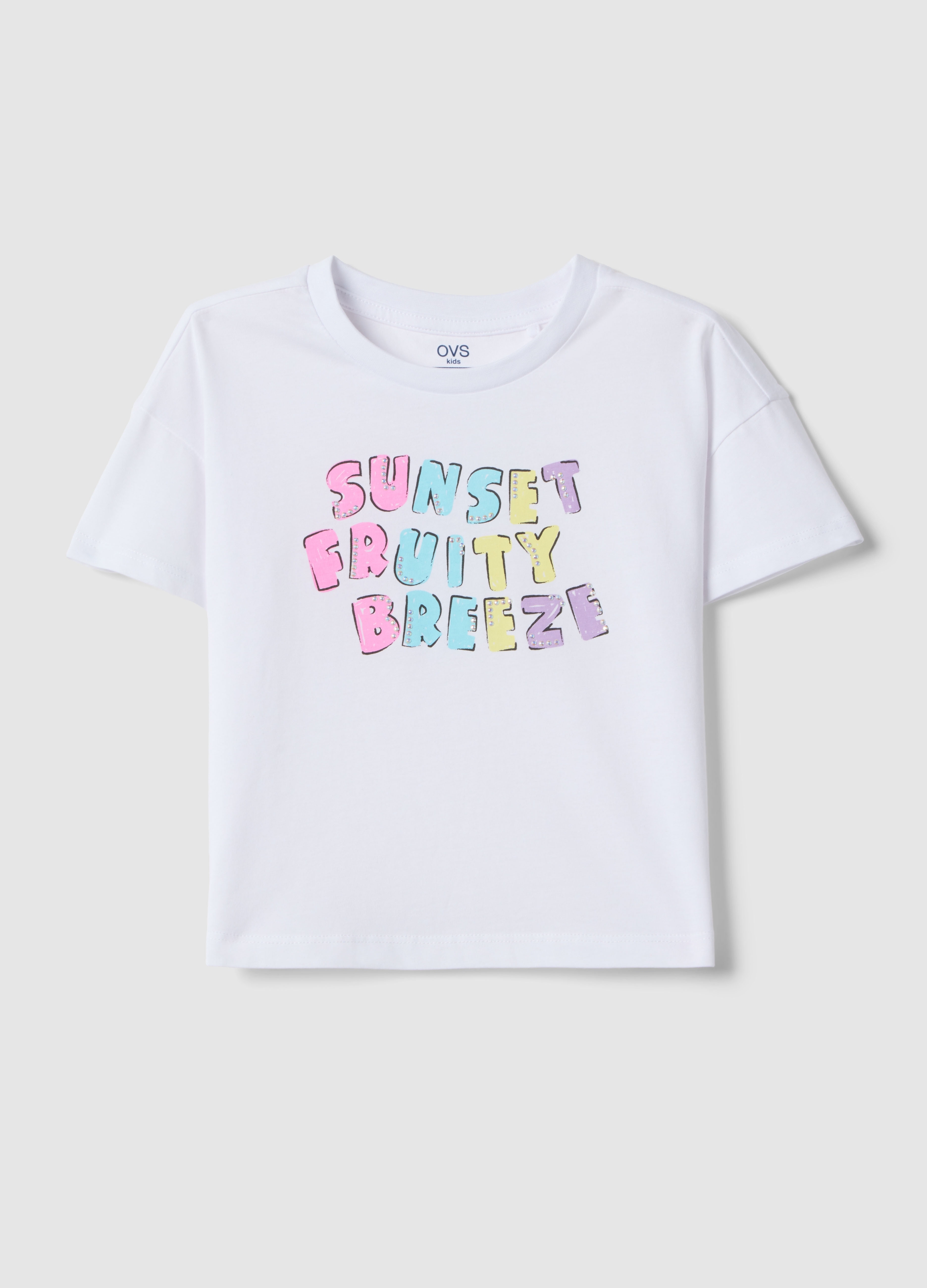 OVS KIDS, Camiseta Blanca De Niña En Algodón Puro Corte Regular Con Estampado, Niña, Blanco, Talla: 3-4