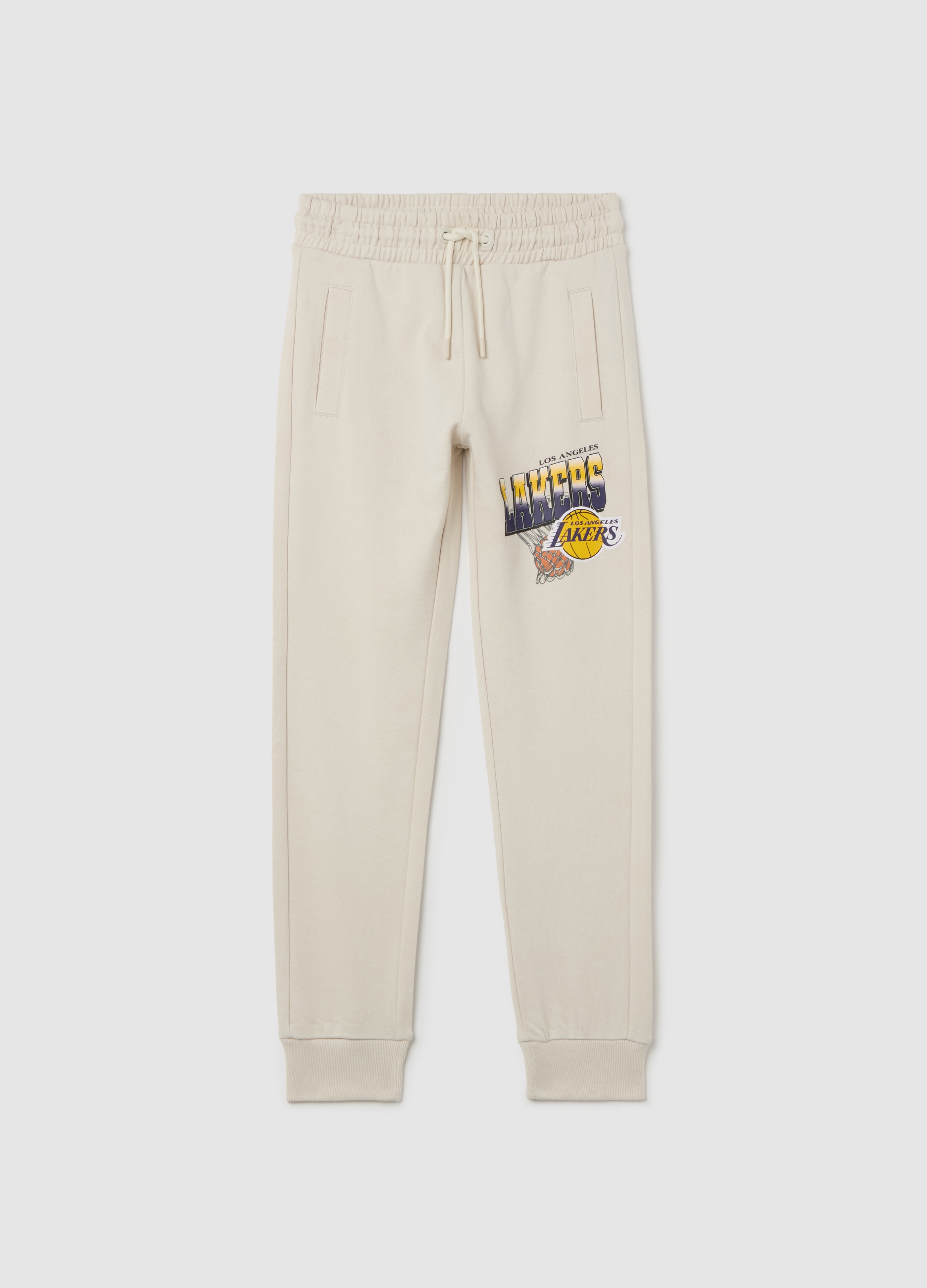 NBA, Joggers Con Coulisse E Stampa Nba Los Angeles Lakers, Unisex, Bianco, Taglia: 10-11