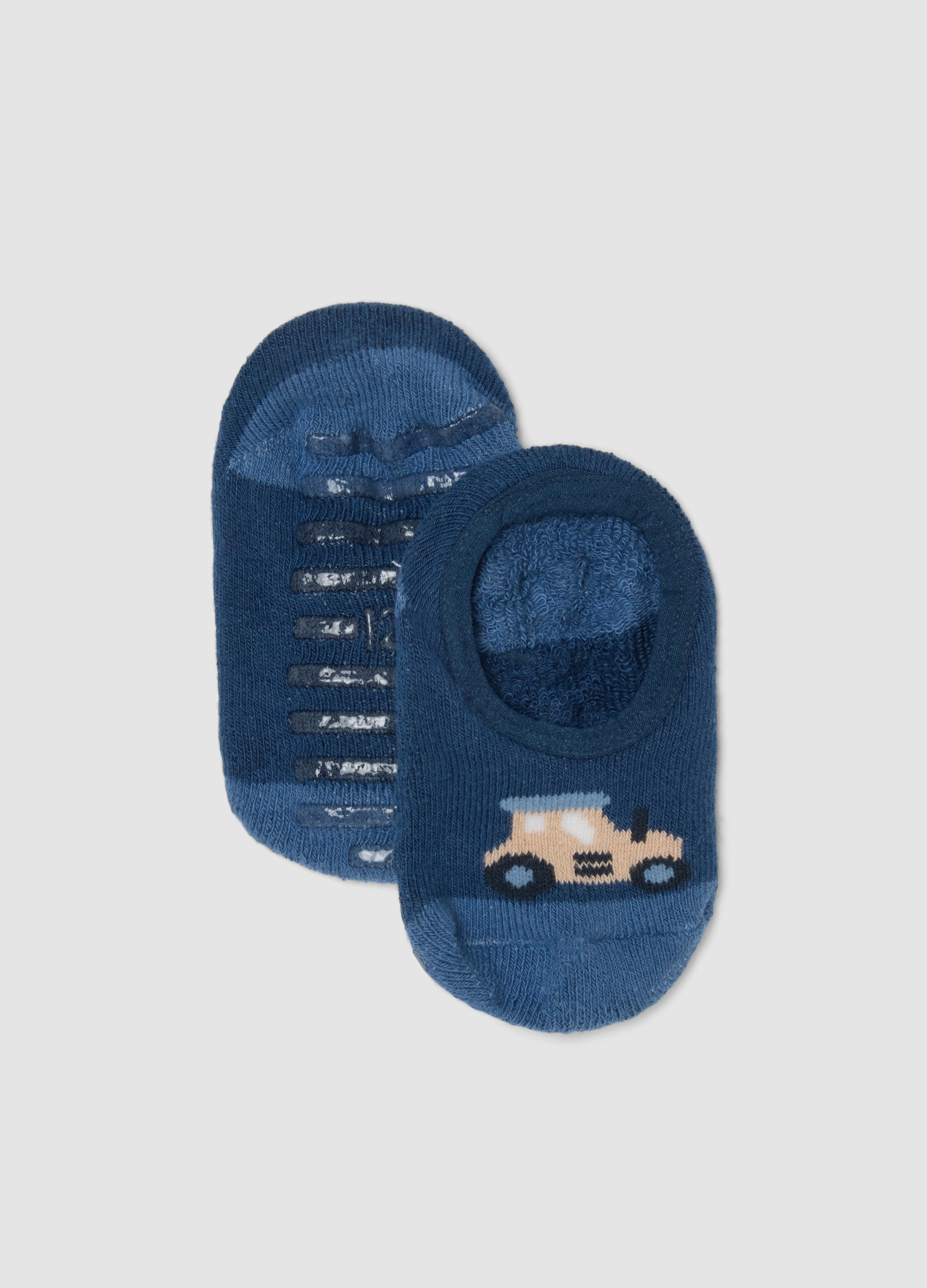 FAGOTTINO, Calze A Pantofola Blu In Cotone Organico Elasticizzato Con Trattore, Bambino, Blu, Taglia: 12-18