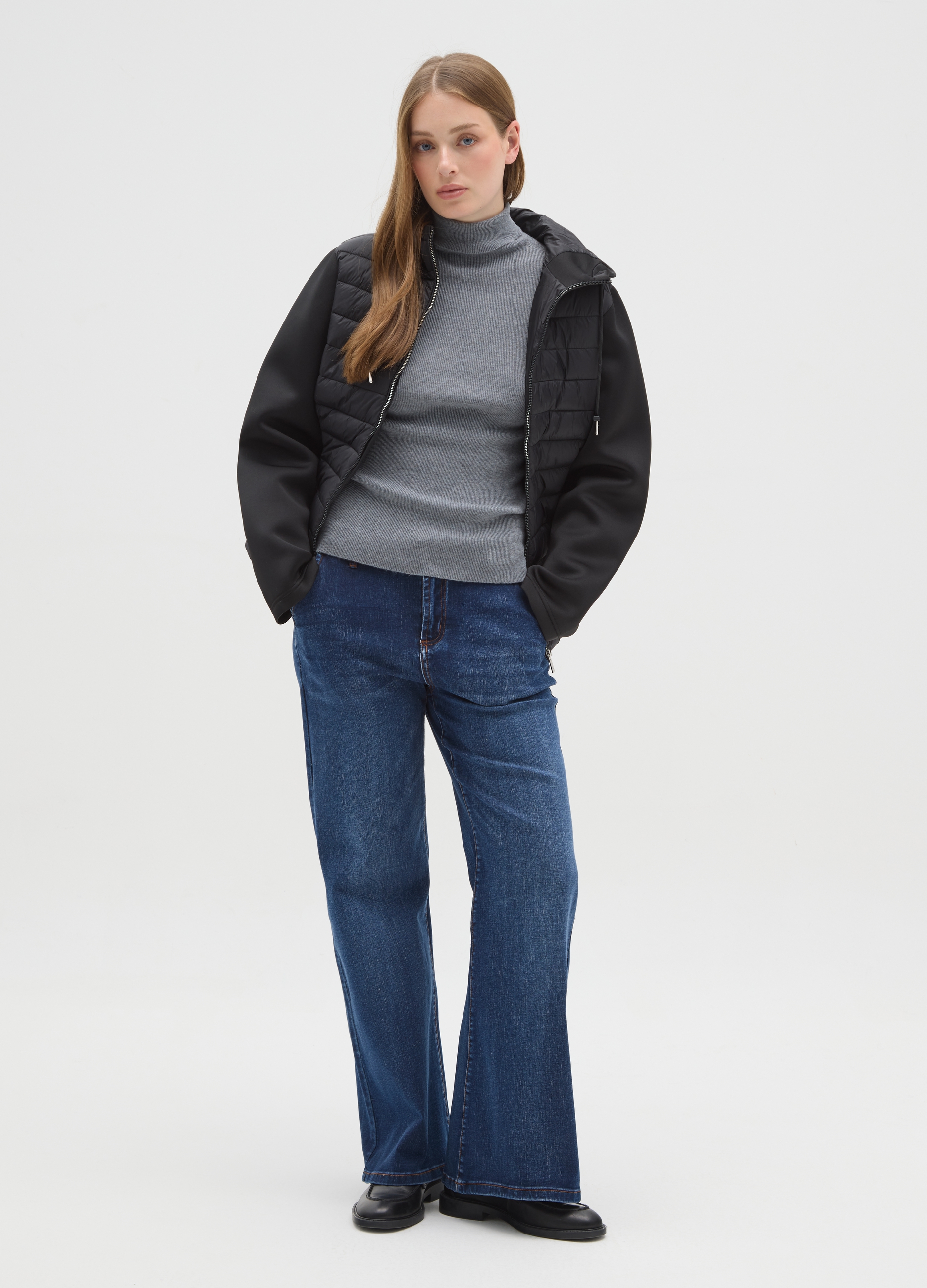 HYBRID, Giacca Imbottita Beige Regular Fit Con Cappuccio E Zip, Donna, Beige, Taglia: L