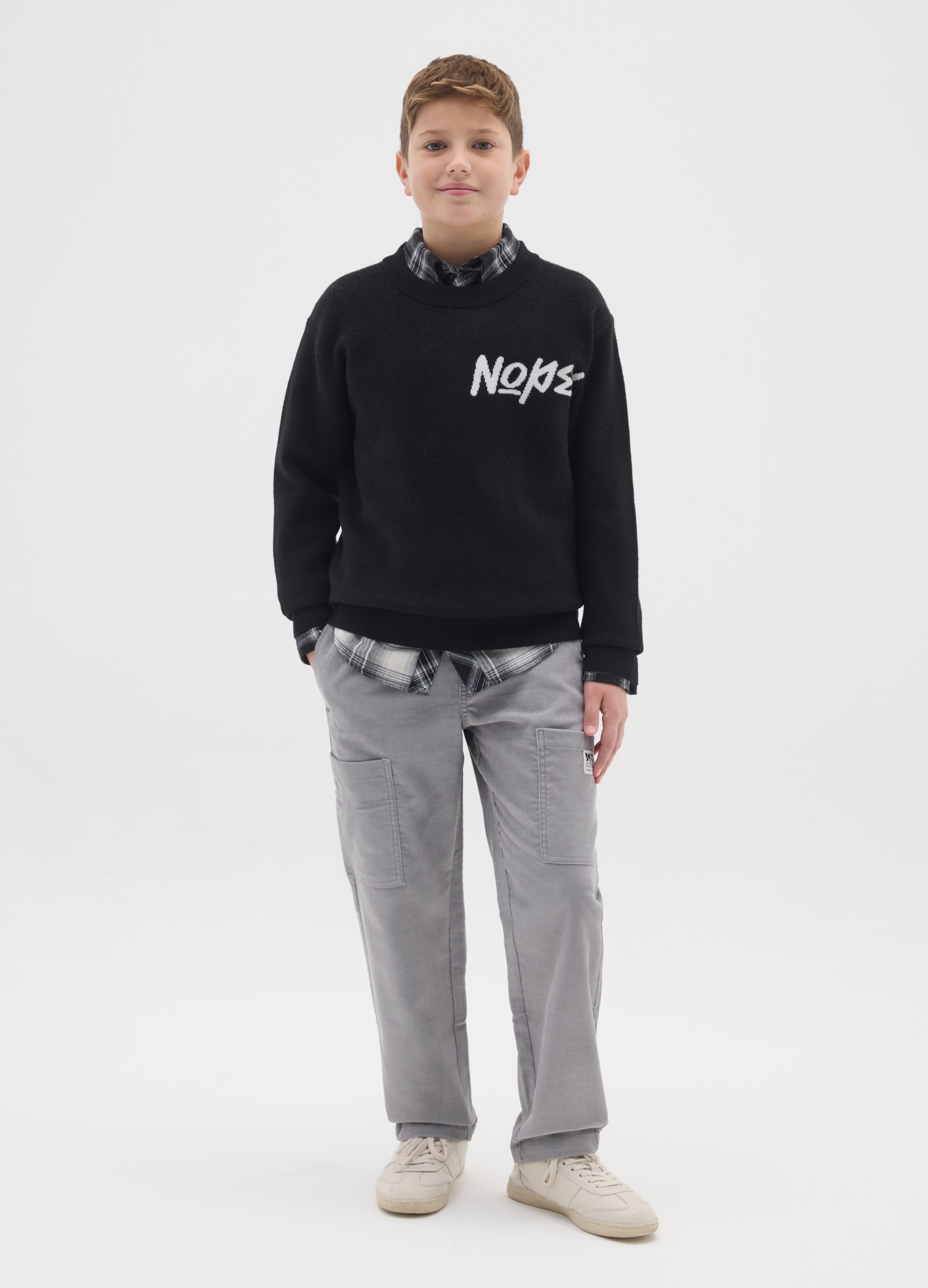 OVS KIDS, Pantaloni Grigi Cargo In Misto Cotone, Bambino, Grigio, Taglia: 14-15