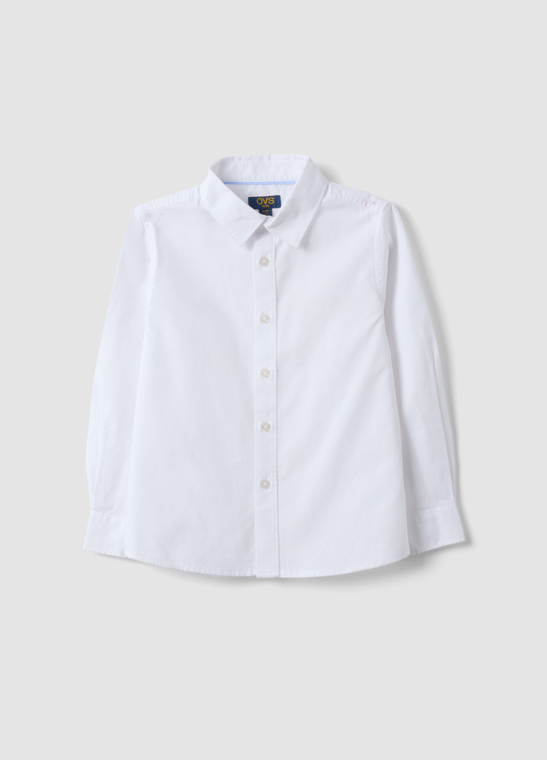 OVS KIDS, Camicia Oxford Bianca In Puro Cotone Con Colletto Classico Per Bambino, Bianco, Taglia: 5-6