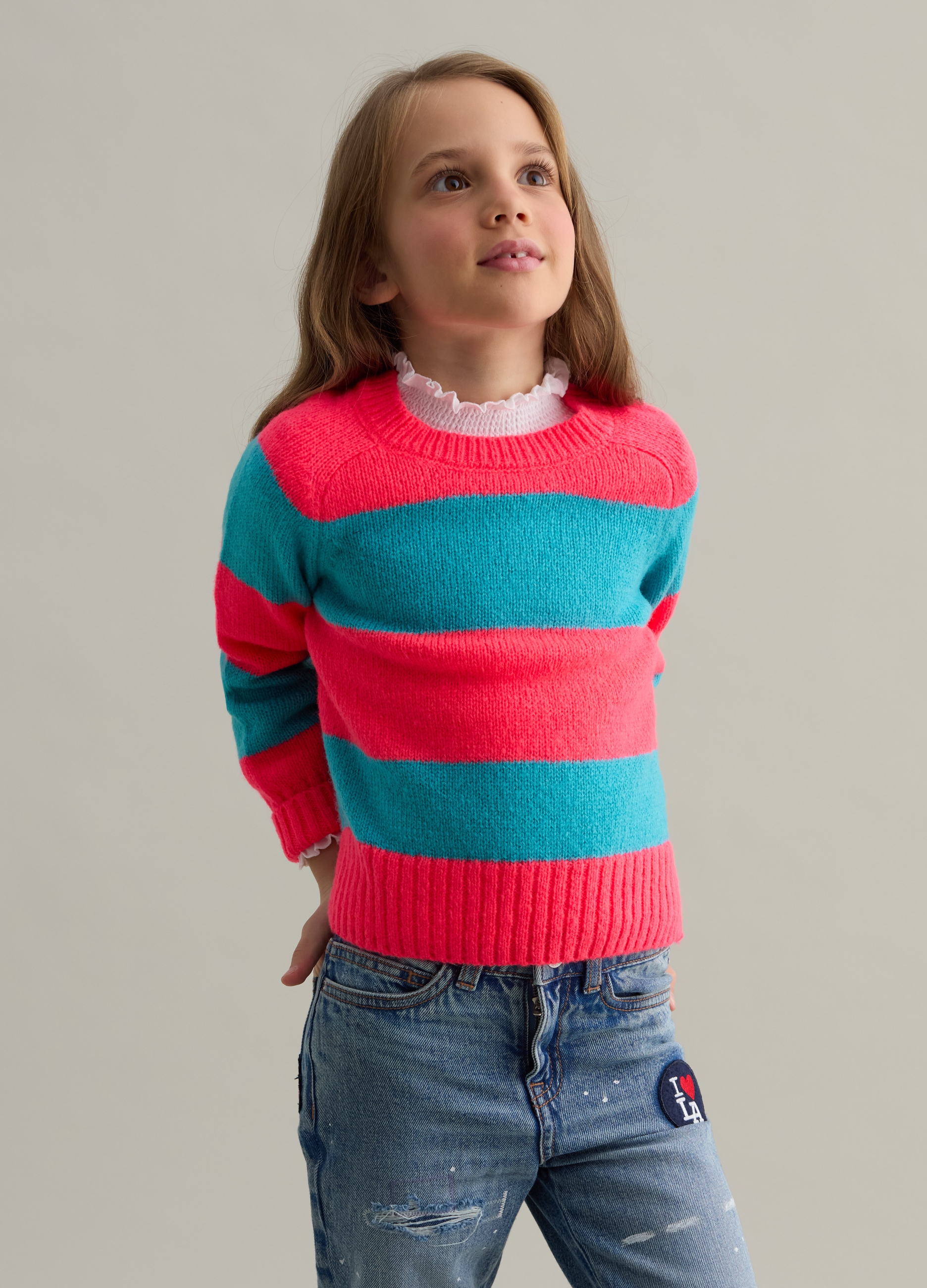 PIOMBO KIDS, Pullover In Fantasia A Righe, Bambina, Multicolor, Taglia: 4