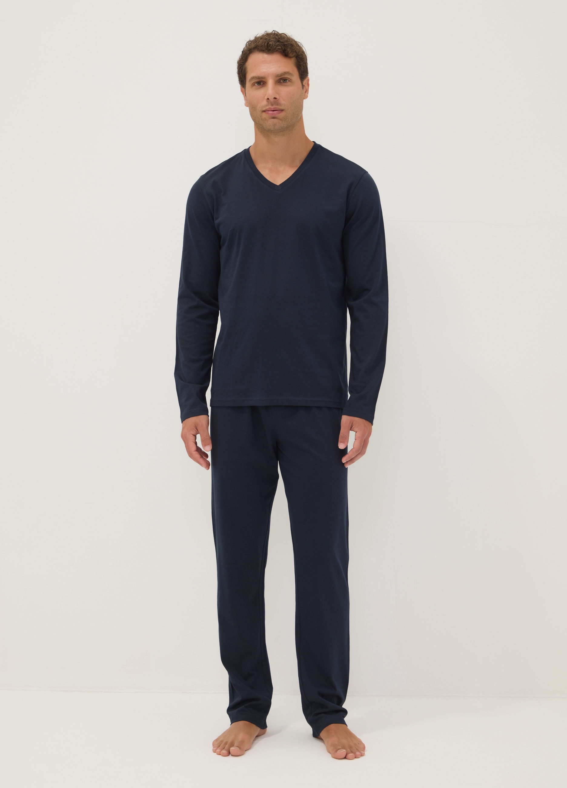 OVS, Pigiama Blu In Puro Cotone Organico Con Scollo A V Regular Fit, Uomo, Blu, Taglia: XL