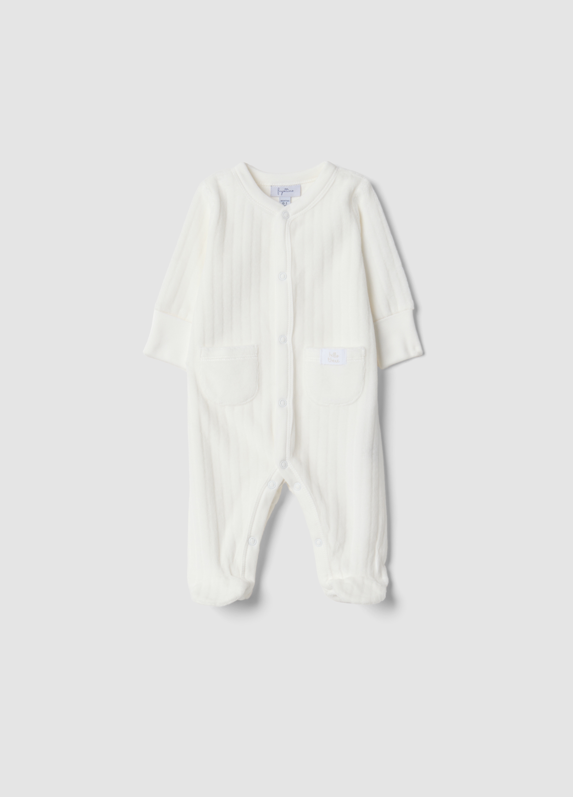 FAGOTTINO, Tutina Bianca In Misto Cotone Organico Con Piedini, Unisex, Bianco, Taglia: 1-3