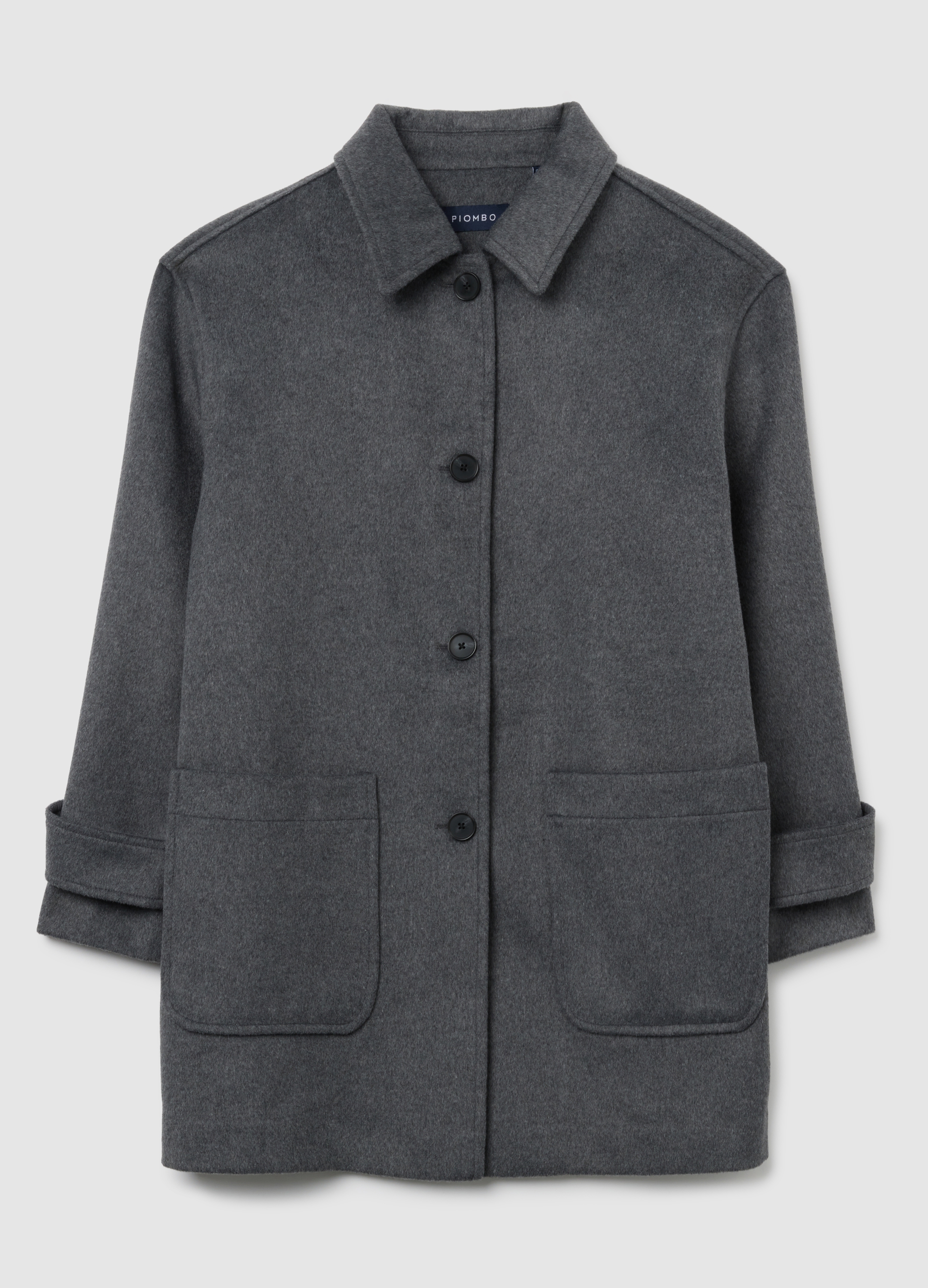 Piombo Contemporary, Abrigo Gris De Lana Mezclada, Mujer, Negro, Talla: M