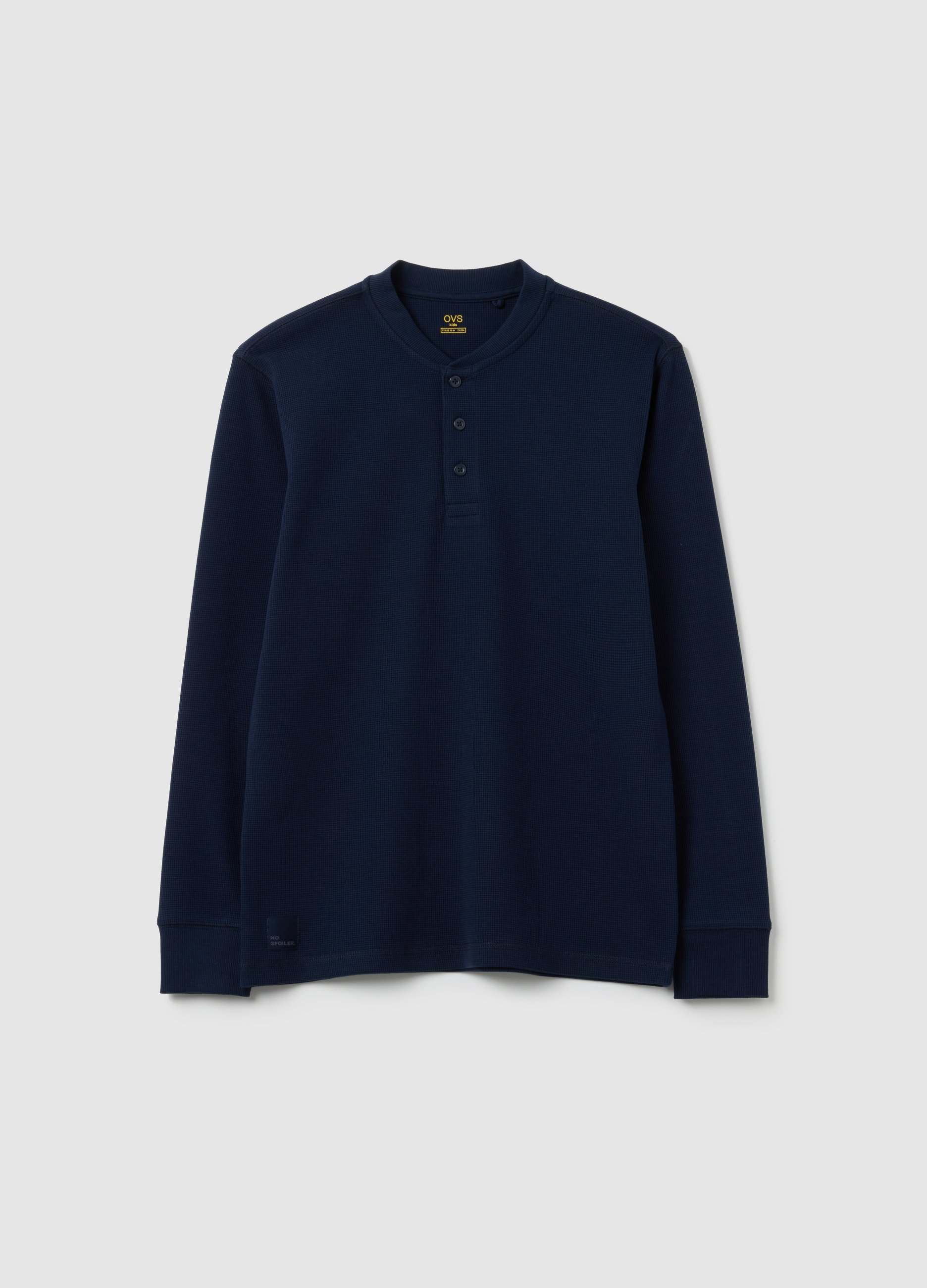 Camiseta Henley Azul De Algodón Para Niño, Ajuste Regular, Niño, Azul oscuro, Talla: 11-12