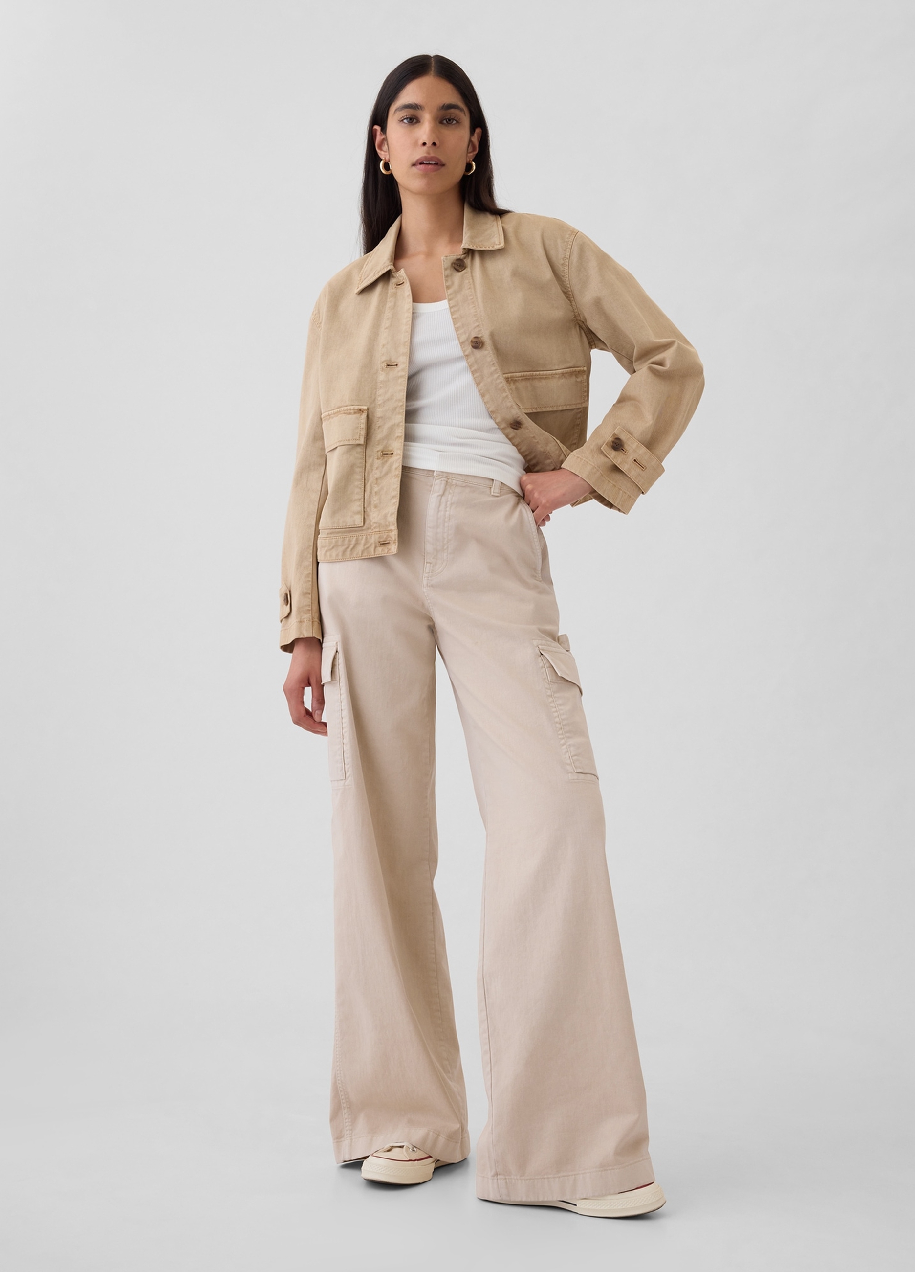 GAP, Pantalone Cargo Baggy Fit, Donna, Beige, Taglia: 34
