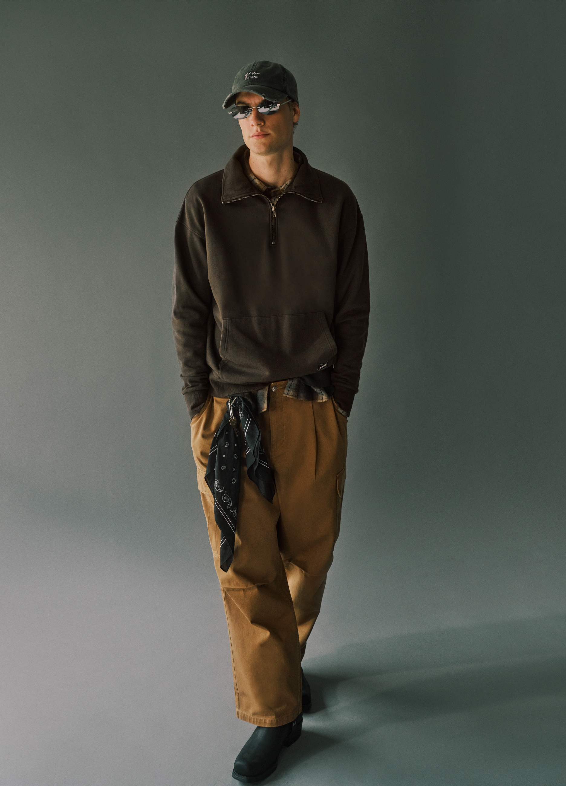 B.ANGEL, Pantaloni Cargo In Puro Cotone Marroni Baggy, Uomo, Marrone, Taglia: 42