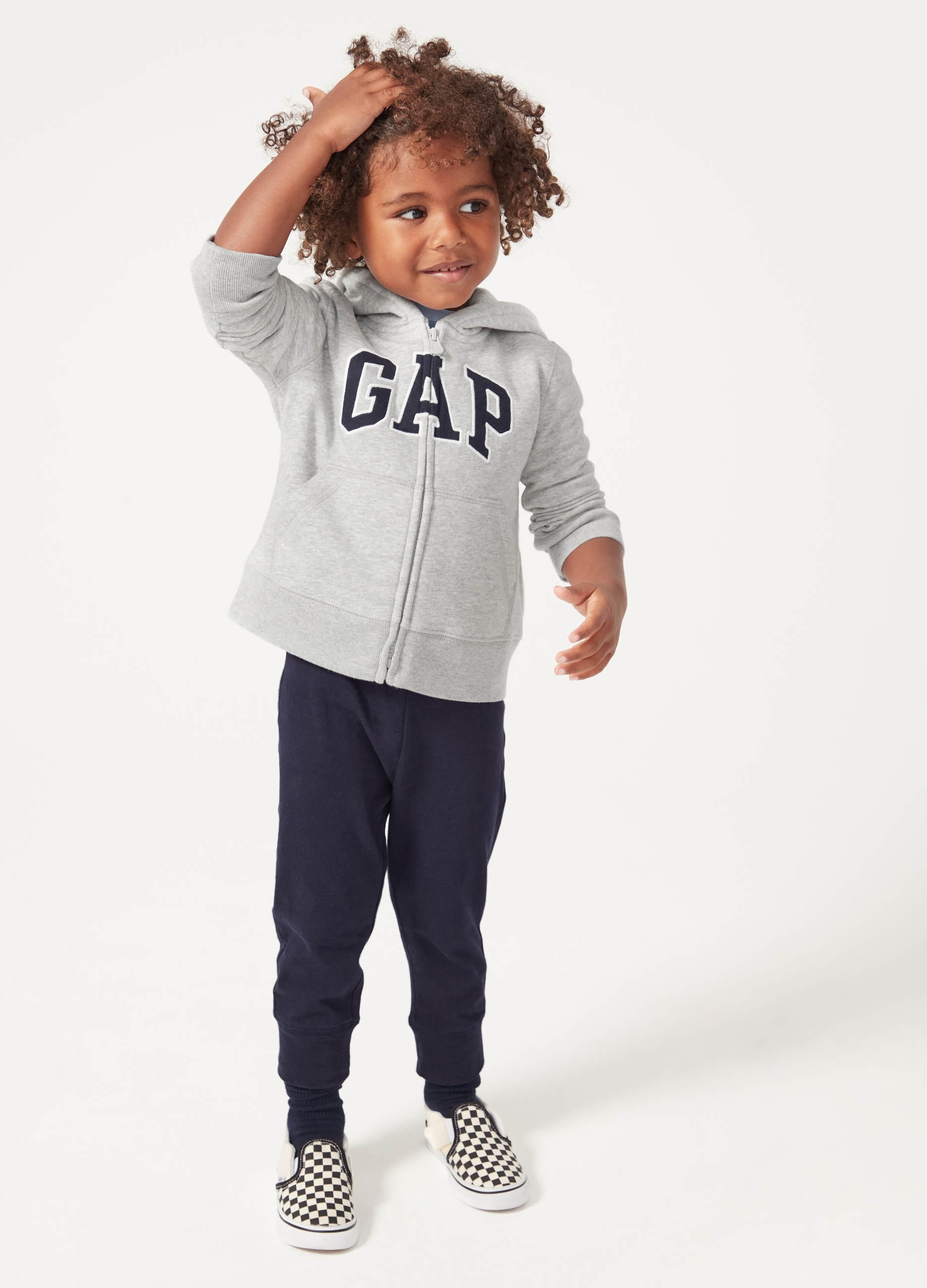 GAP KIDS, Full-zip In Felpa Con Logo Gap E Cappuccio, Unisex, Grigio, Taglia: 3-6M/56-62