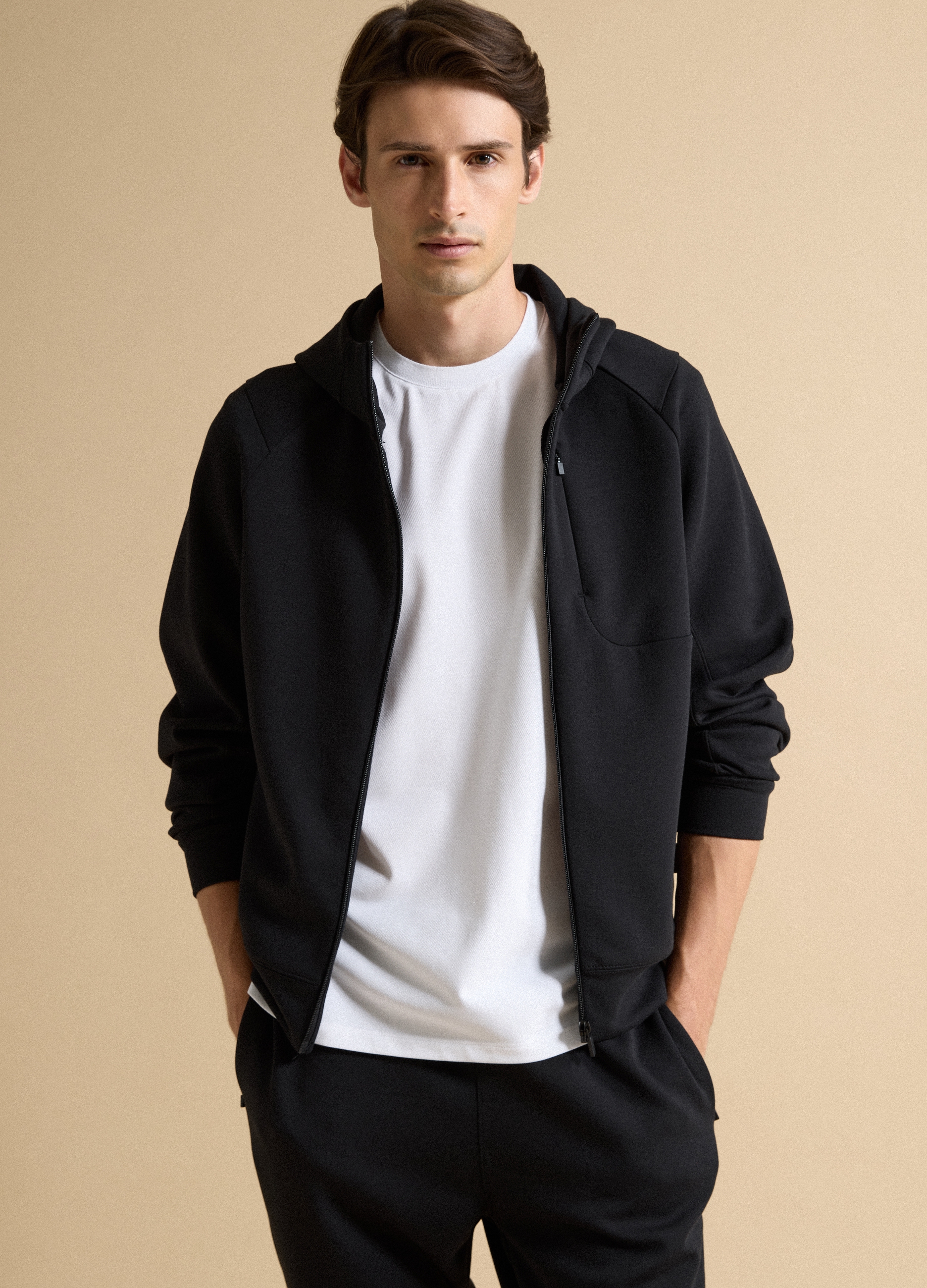 Piombo Tech, Full-zip Nera Traspirante In Tessuto Elasticizzato 2 Way Stretch, Uomo, Nero, Taglia: XXL