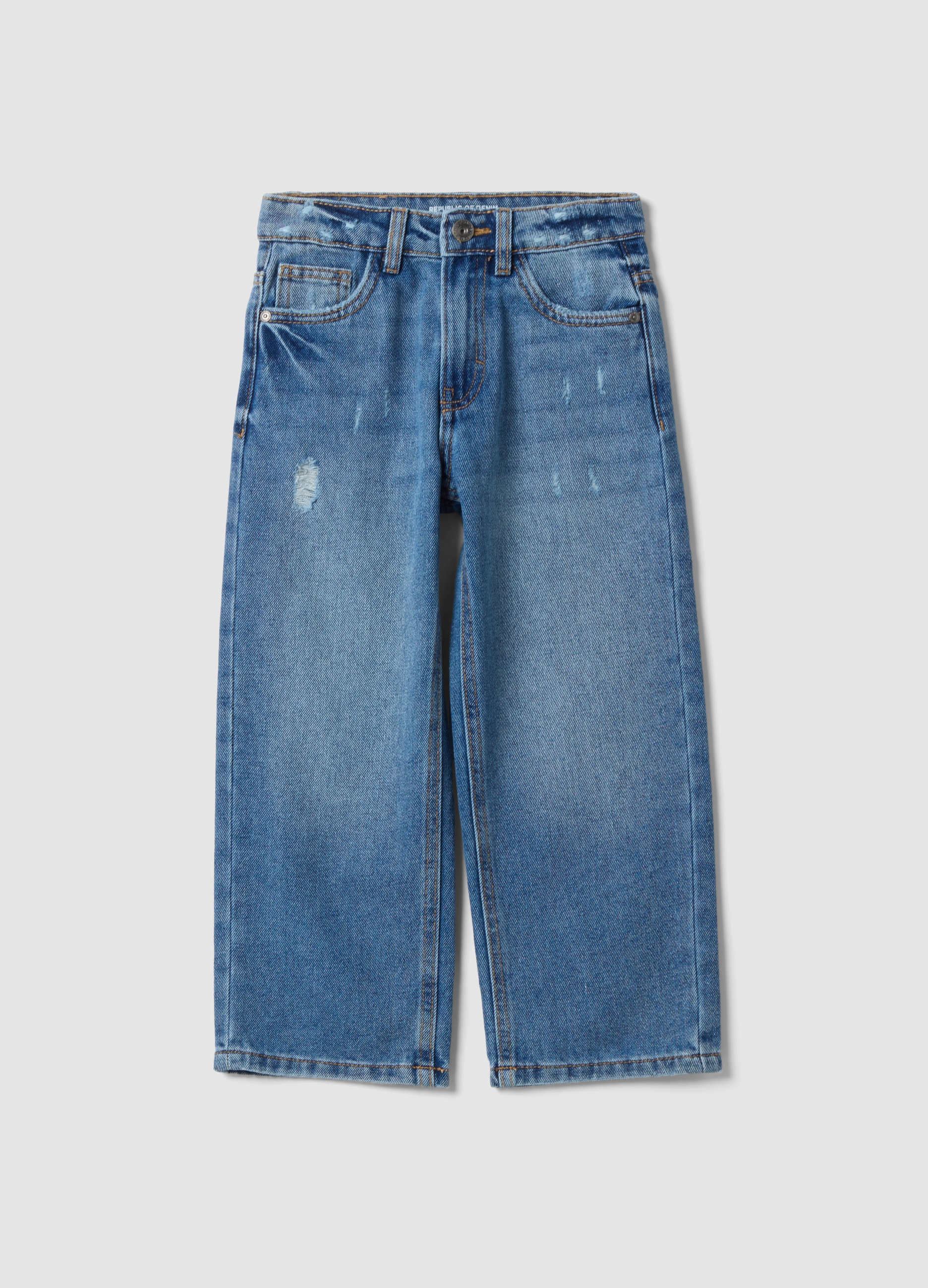 REPUBLIC OF DENIM, Jeans Blu Over Fit In Misto Cotone E Viscosa Per Bambino, Blu, Taglia: 5-6