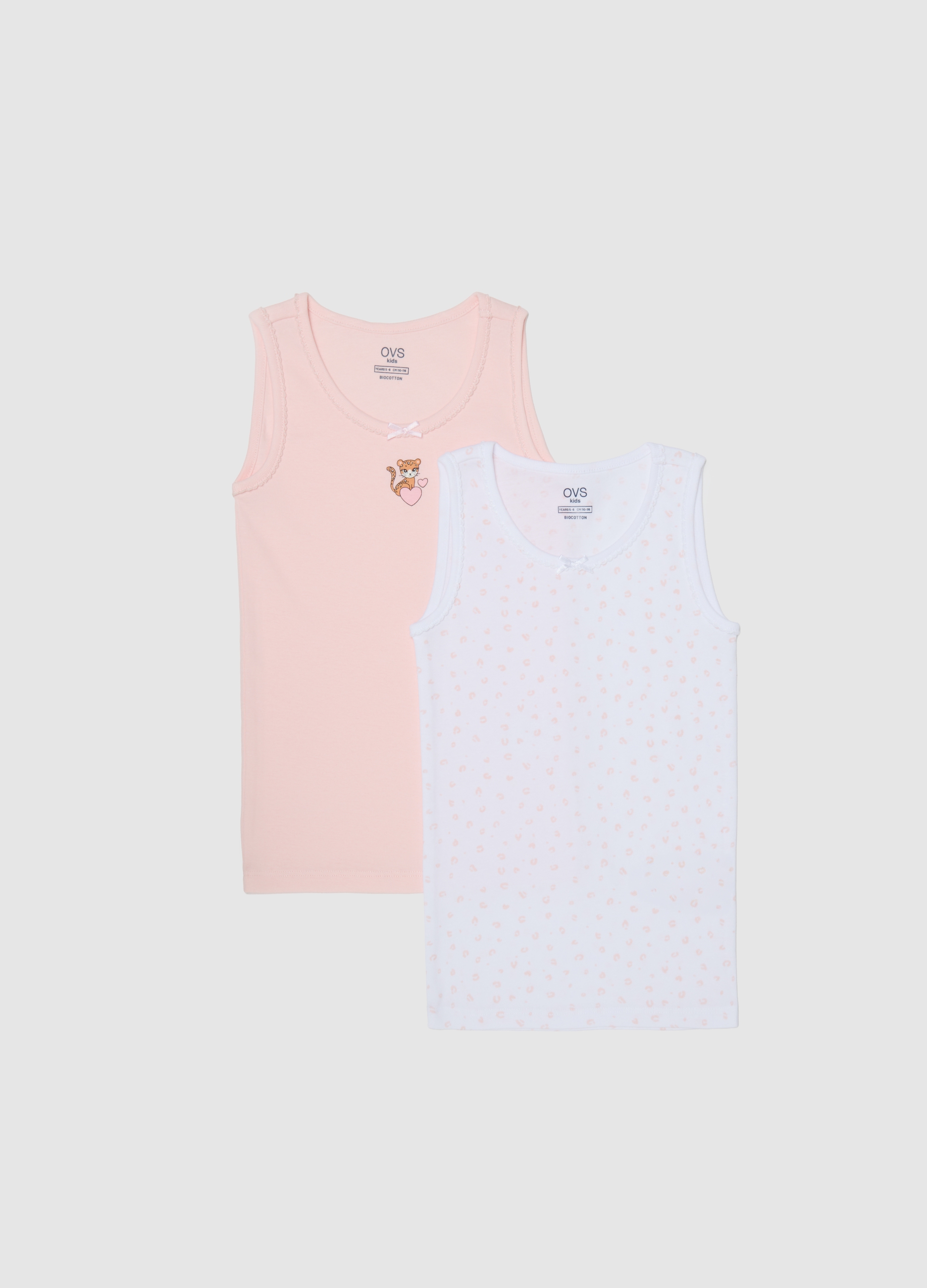 Bipack Canottiere Da Bambina In Puro Cotone Multicolor, Niña, Pink/White, Talla: 7-8