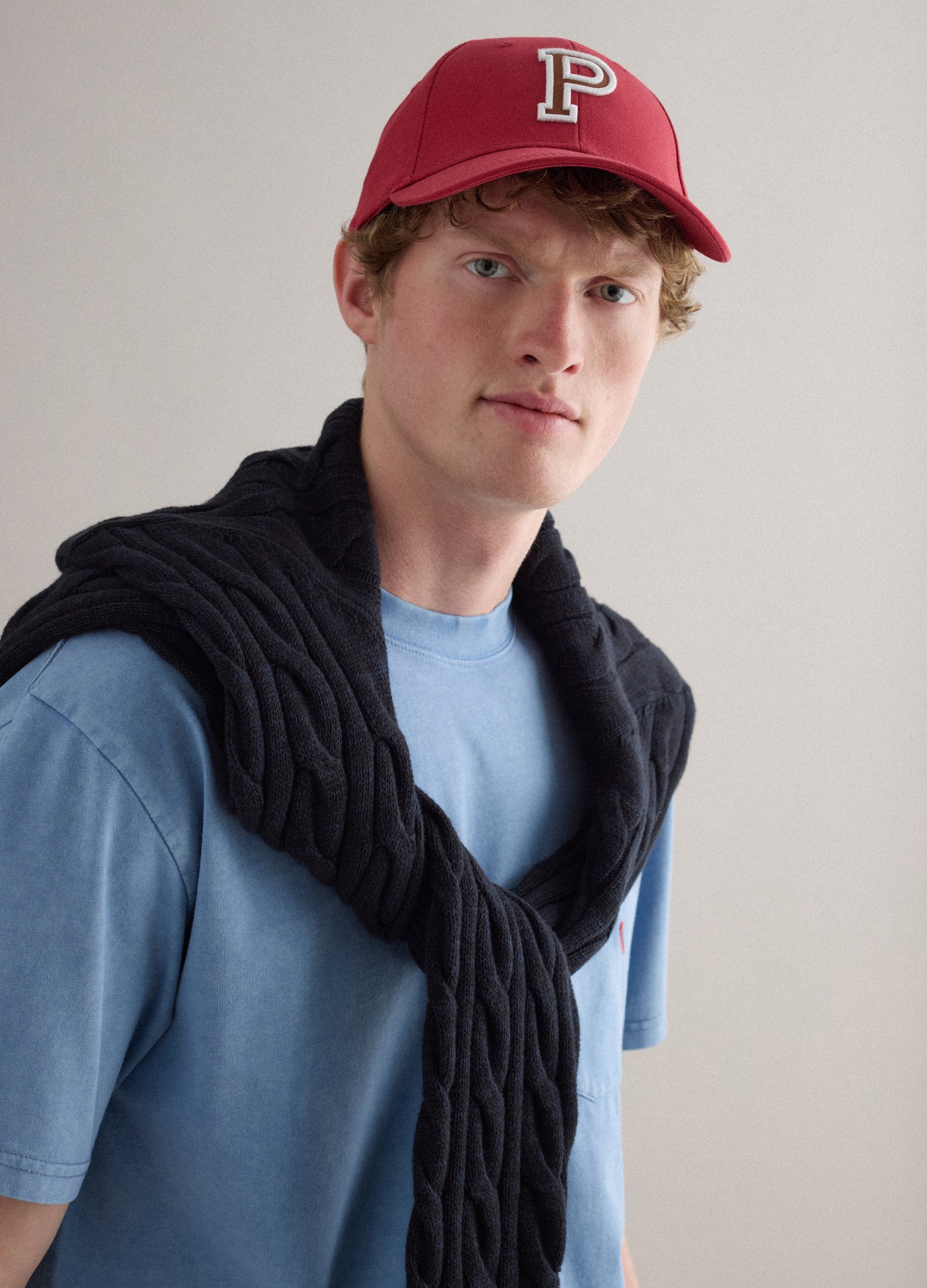 PIOMBO, Camiseta Azul Cielo De Algodón Puro De Corte Relajado, Hombre, Azul Azur, Talla: L