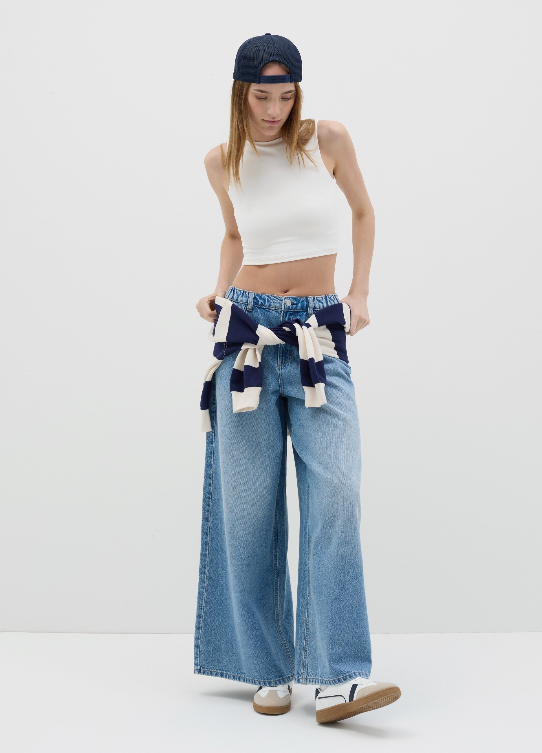 B.ANGEL, Jeans De Pierna Ancha En Denim Rígido, Mujer, Azul claro, Talla: 36