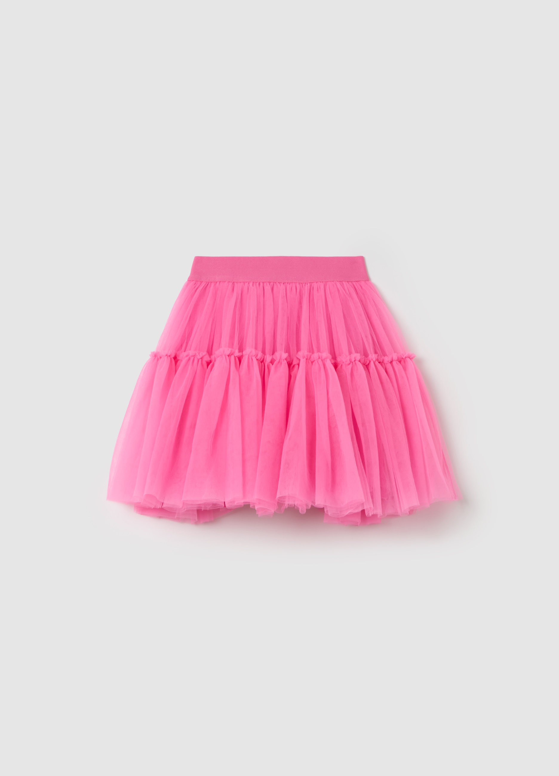 OVS, Minigonna In Tulle Con Balza, Bambina, Rosa, Taglia: 5-6