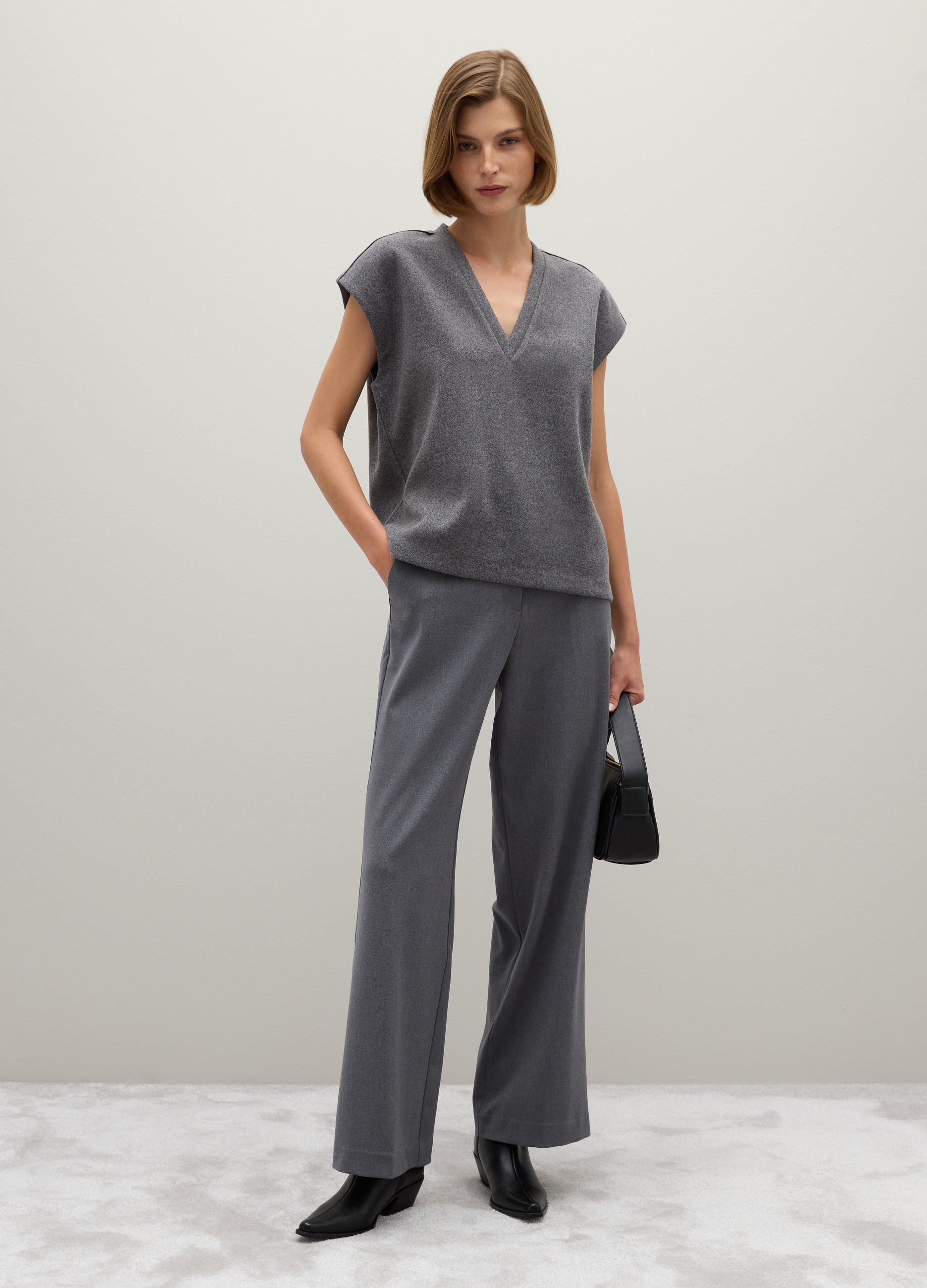 OVS, Chaleco Gris Holgado, Mujer, Gris oscuro jaspeado, Talla: 40