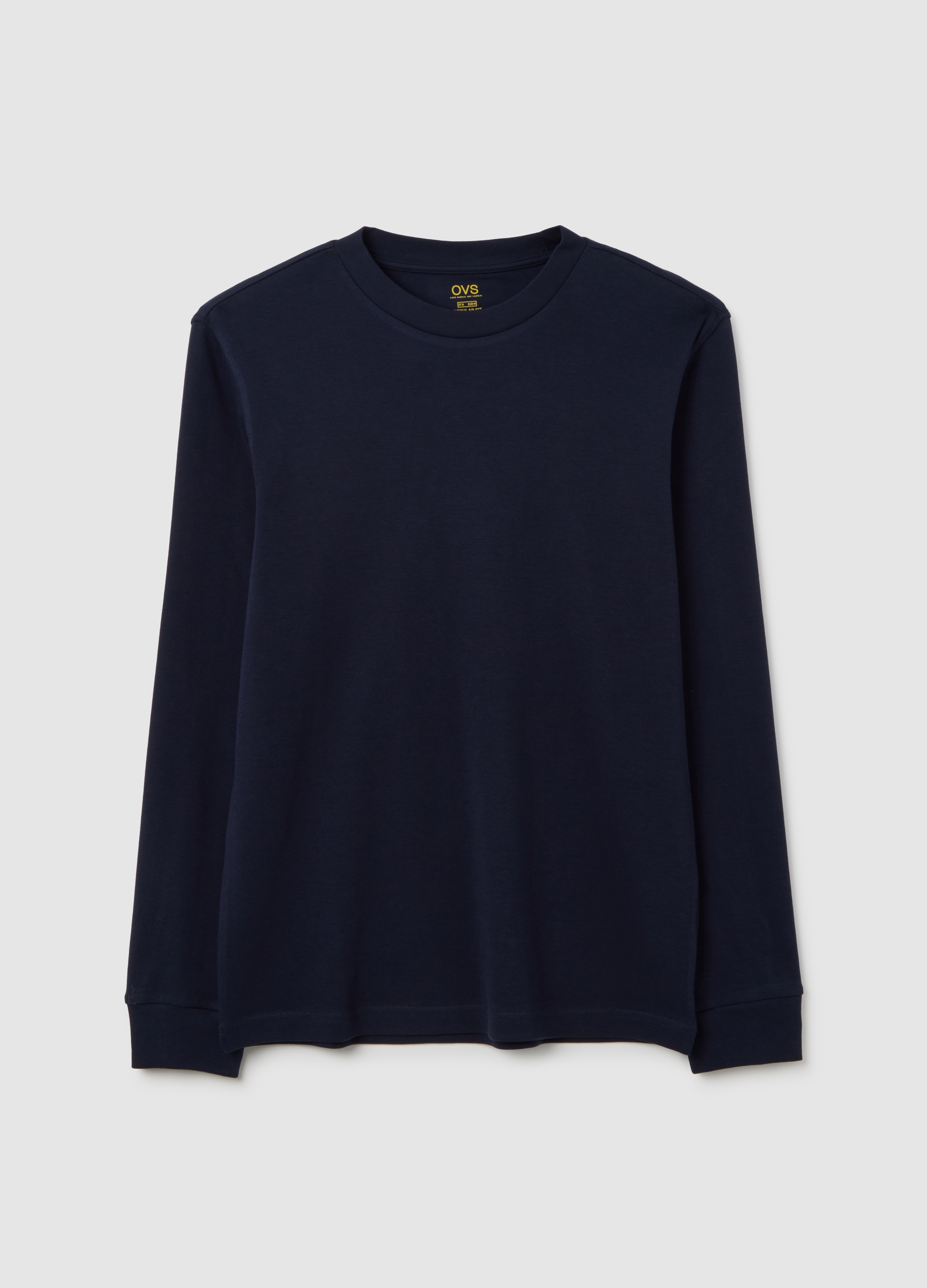 T-shirt A Maniche Lunghe In Puro Cotone Blu, Hombre, Blu Bluette, Talla: XXL