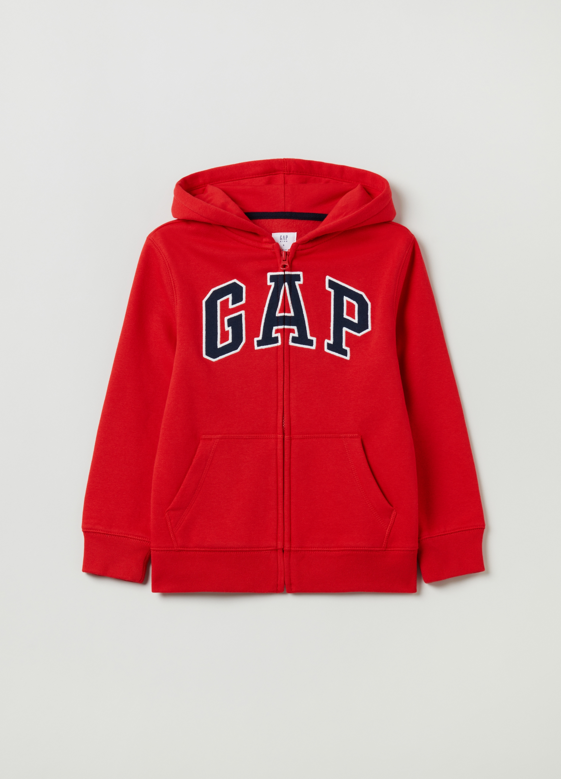 GAP KIDS, Full-zip In Felpa Con Ricamo Logo, Bambino, Rosso, Taglia: XS/99-114