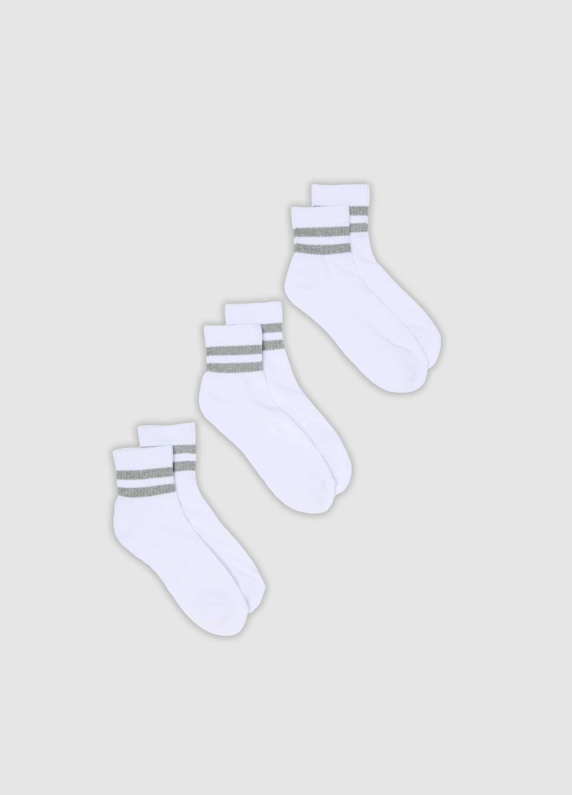 OVS, Tripack Di Calze Sportive Bianche In Cotone Organico Elasticizzato, Uomo, Bianco, Taglia: 38-42