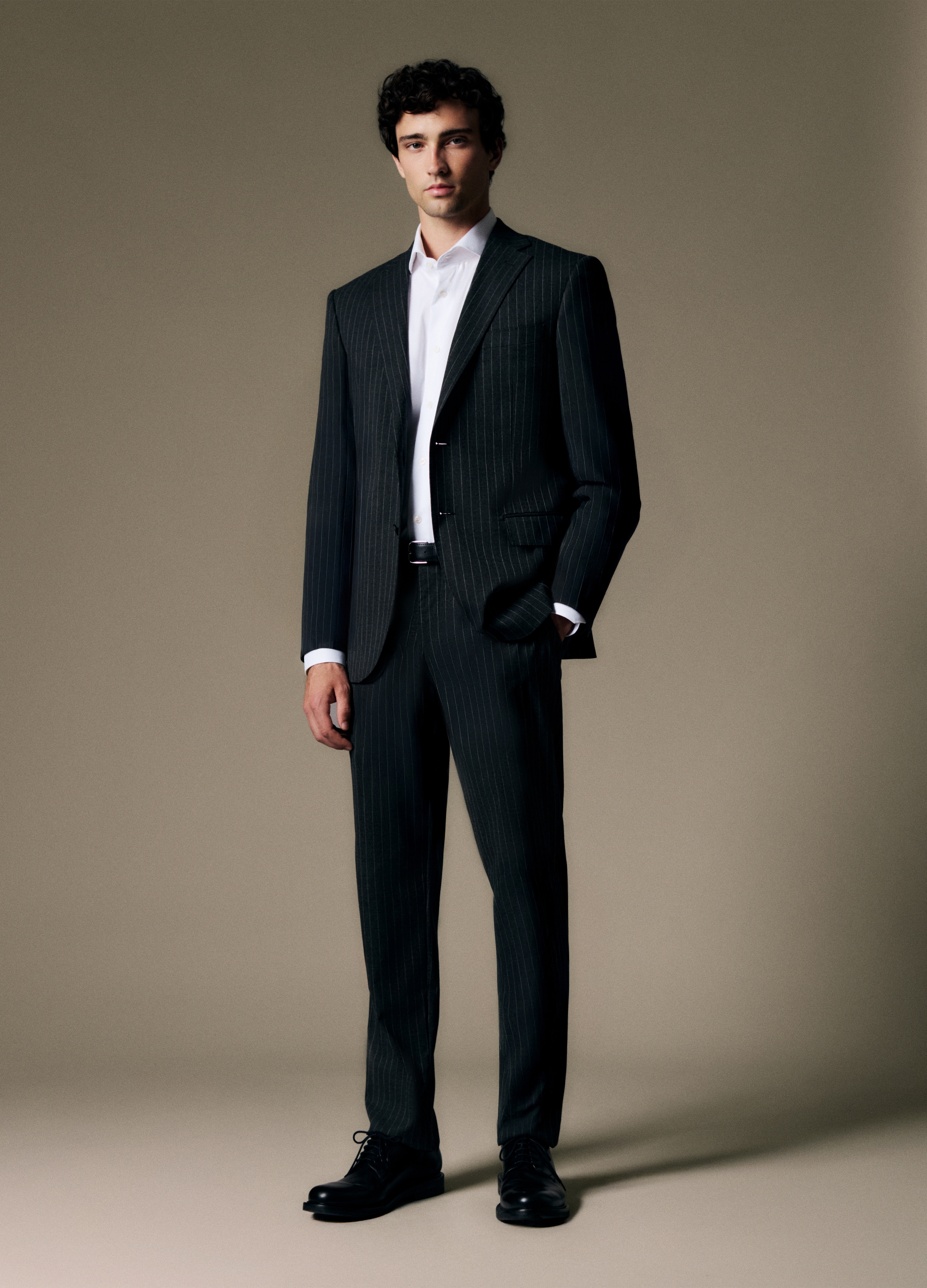 PIOMBO, Abito Gessato Grigio Antracite In Misto Viscosa Regular Fit, Uomo, Grigio, Taglia: 52