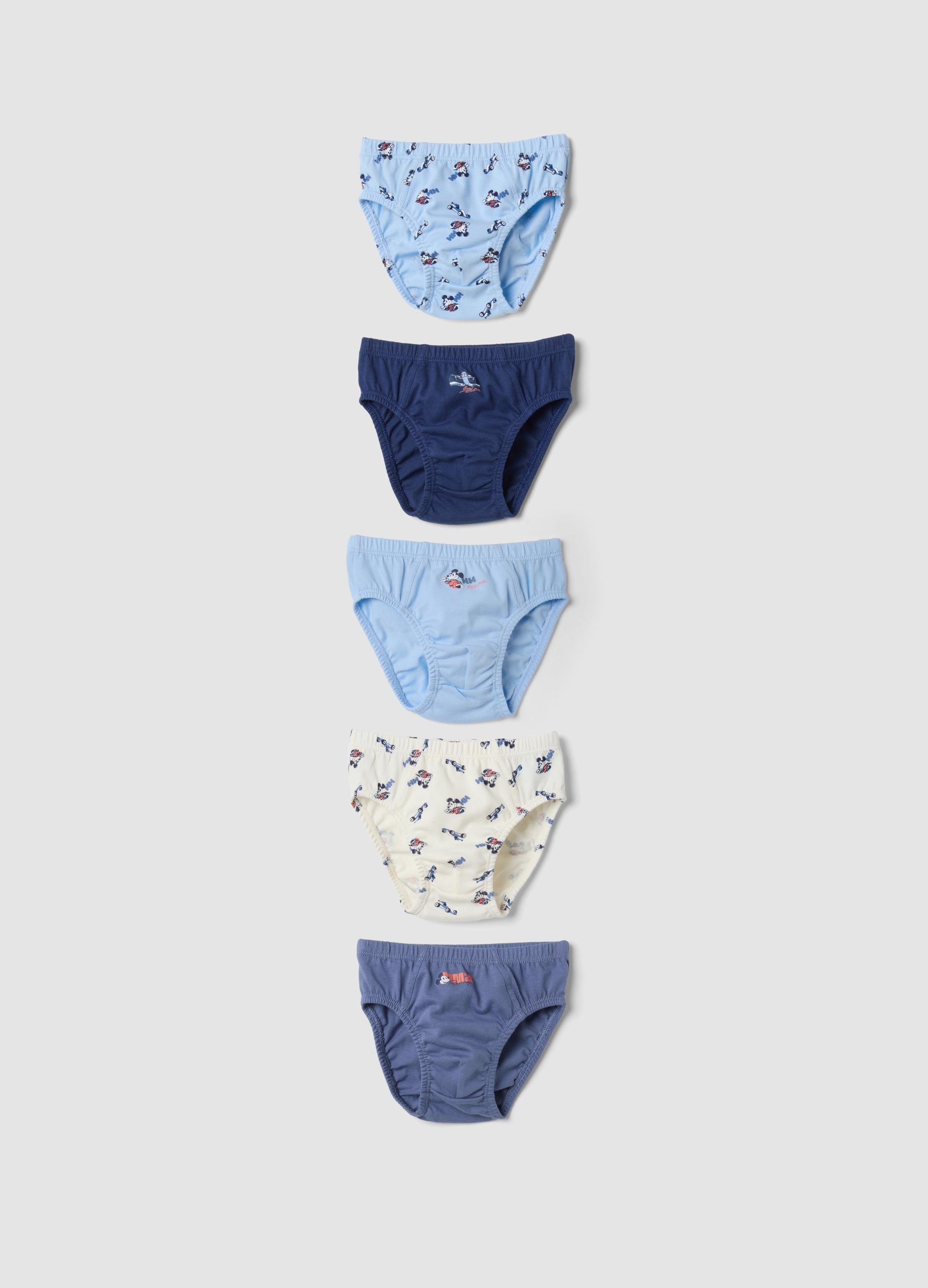 FAGOTTINO, Multipack Di Cinque Slip In Puro Cotone Organico Con Fantasia Mickey & Friends, Bambino, Multicolor, Taglia: 18-24