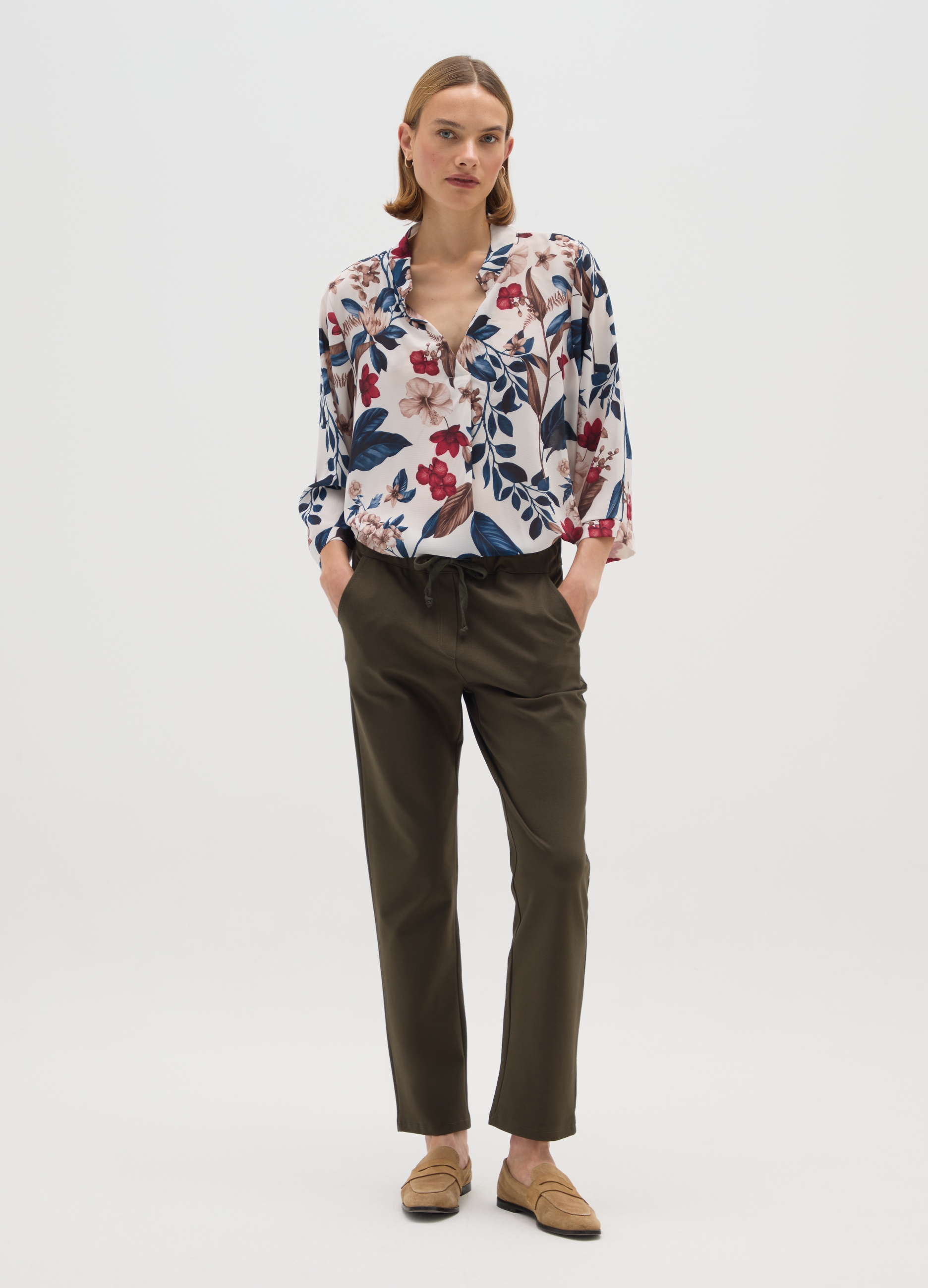 HYBRID, Pantaloni In Misto Elasticizzato Verdi Regular Fit, Donna, Verde, Taglia: M