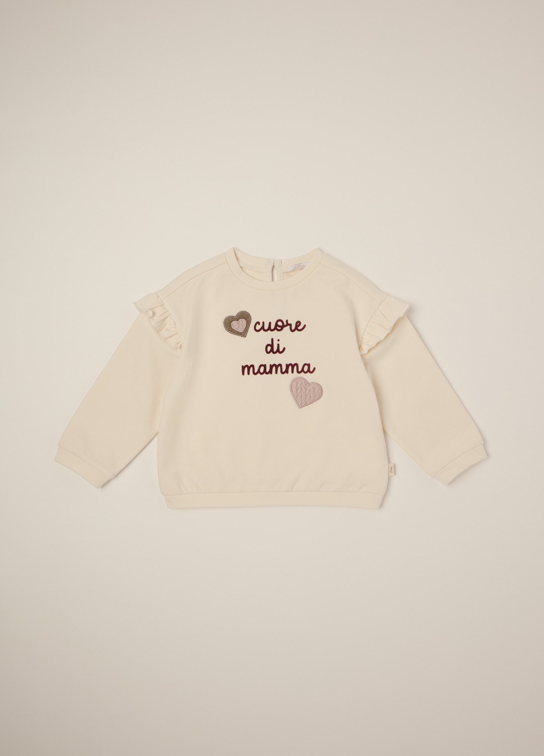 IANA, Maglia Beige In Cotone Elasticizzato Con Volant, Neonata, Beige, Taglia: 12