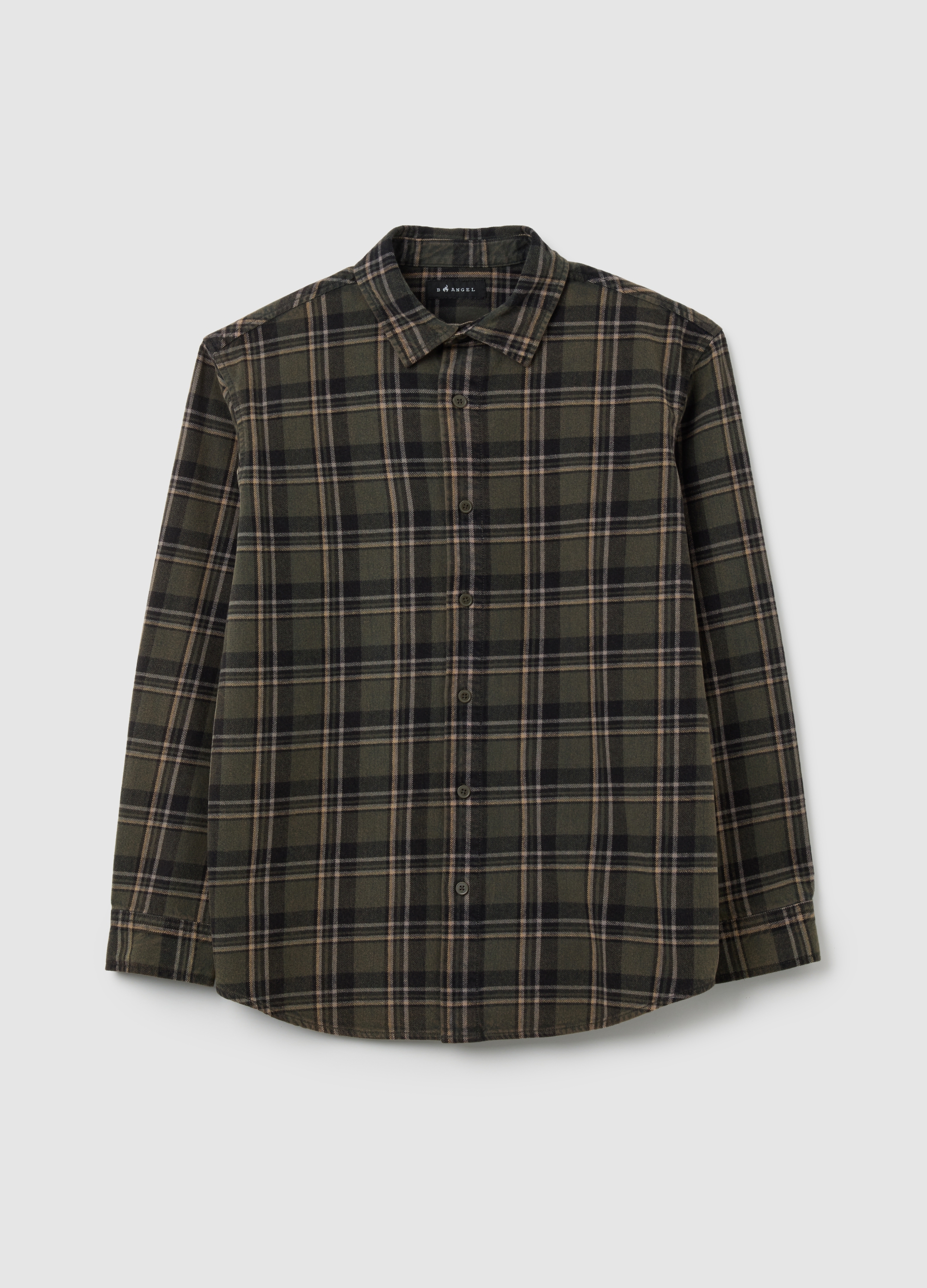 Camicia In Puro Cotone A Quadri Over Fit, Hombre, Verde/Gris, Talla: M