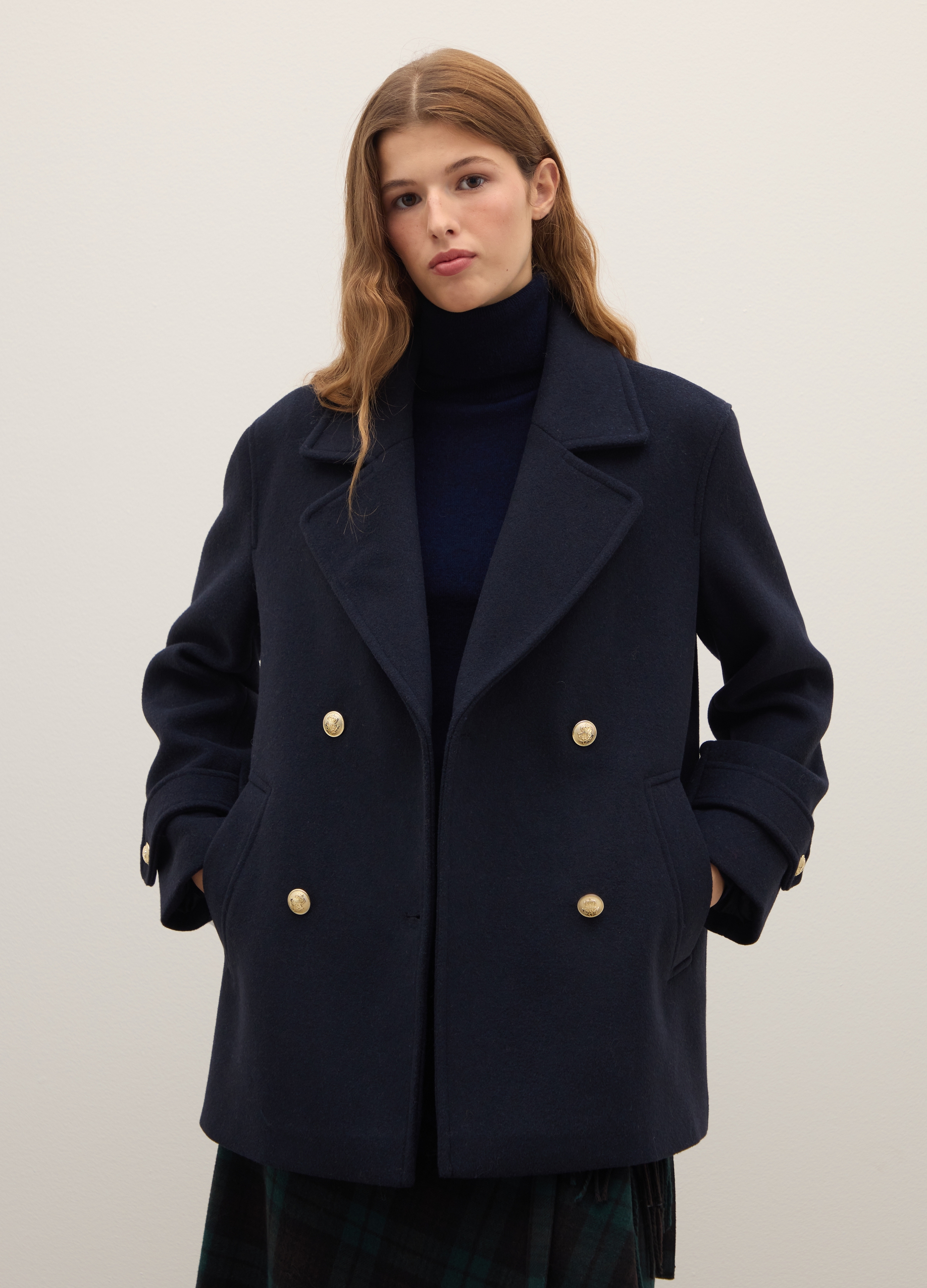 PIOMBO, Cappotto Doppiopetto Blu Regular Fit, Donna, Blu, Taglia: S
