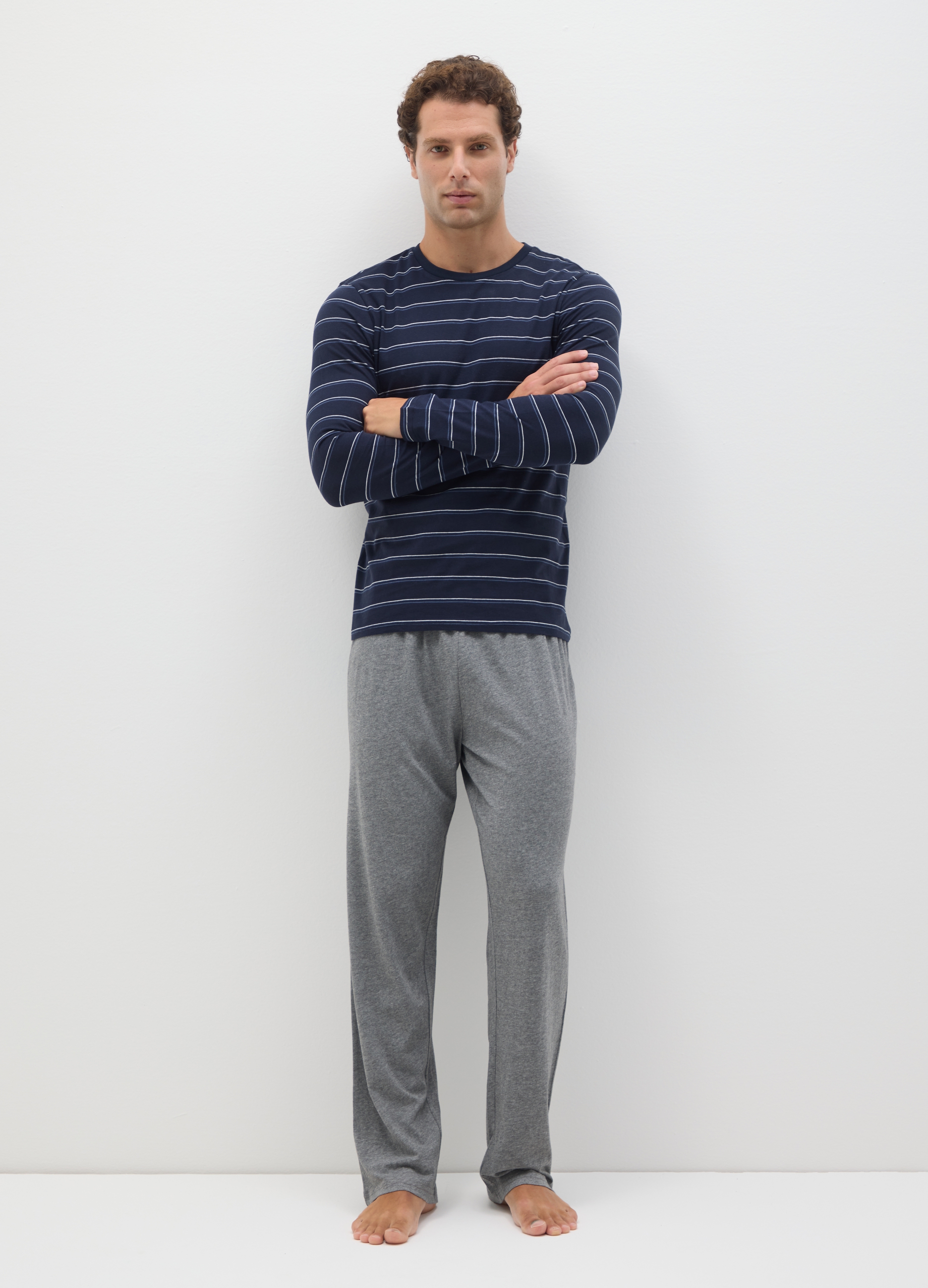 Pijama Multicolor De Puro Algodón Corte Regular, Hombre, Azul/gris, Talla: XXL