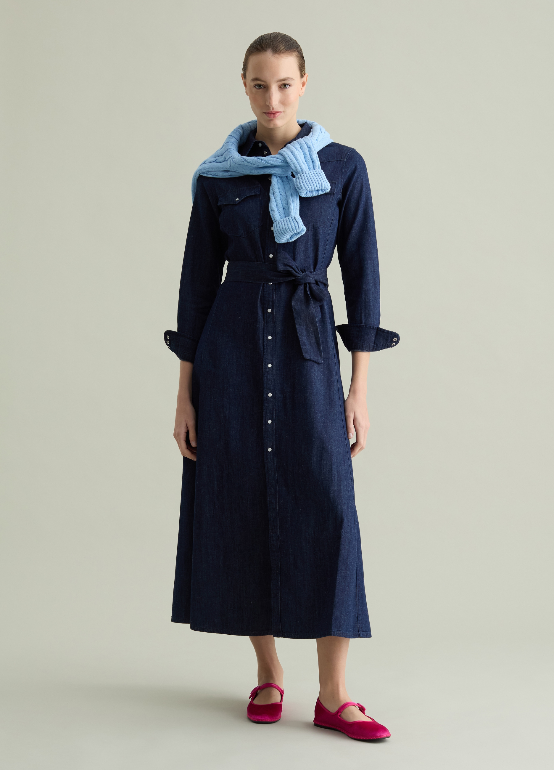 PIOMBO, Abito Chemisier In Denim, Donna, Denim, Taglia: XS