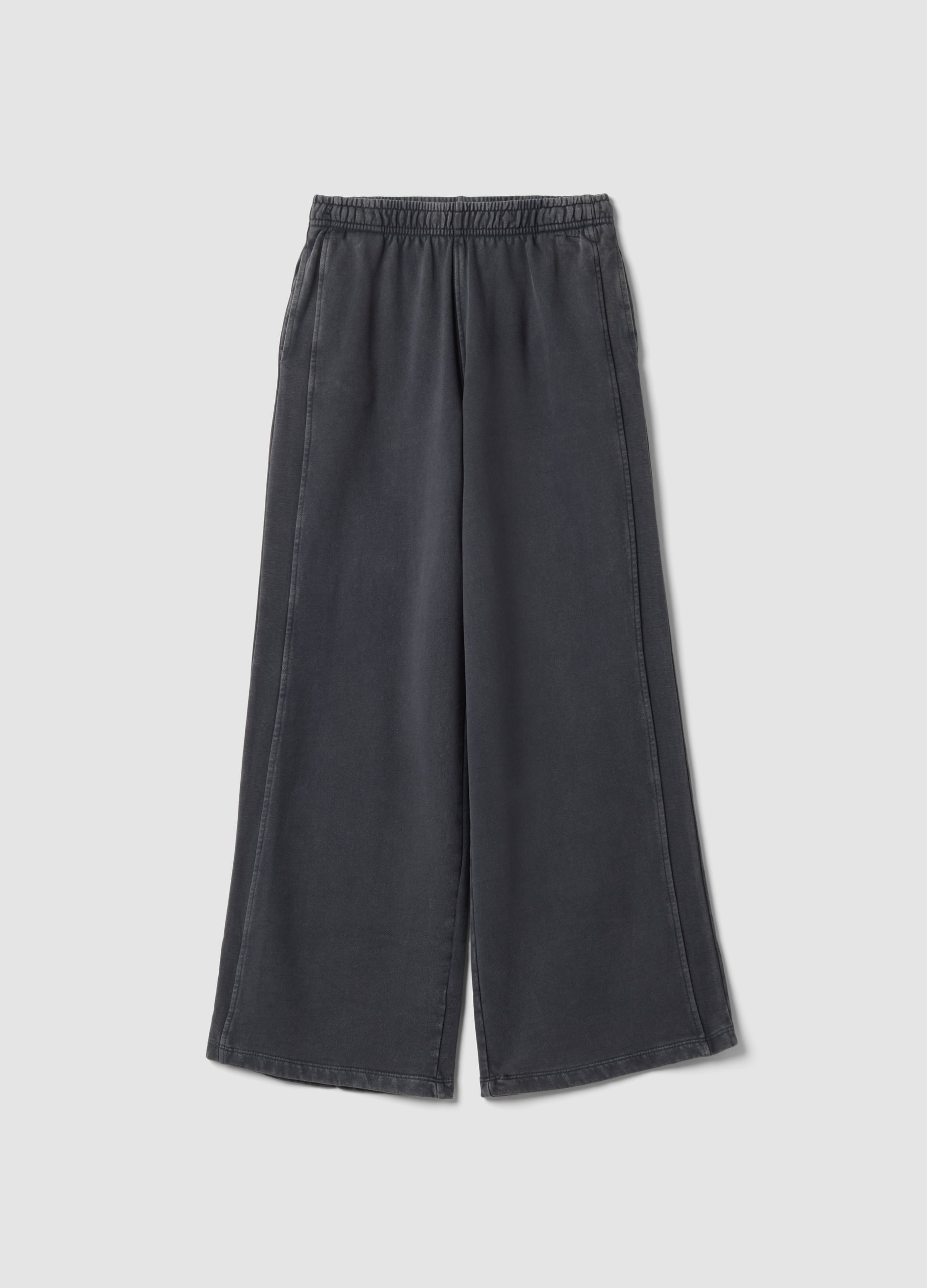 OVS KIDS, Pantaloni Grigi Wide Leg In Puro Cotone, Bambina, Nero, Taglia: 10-11